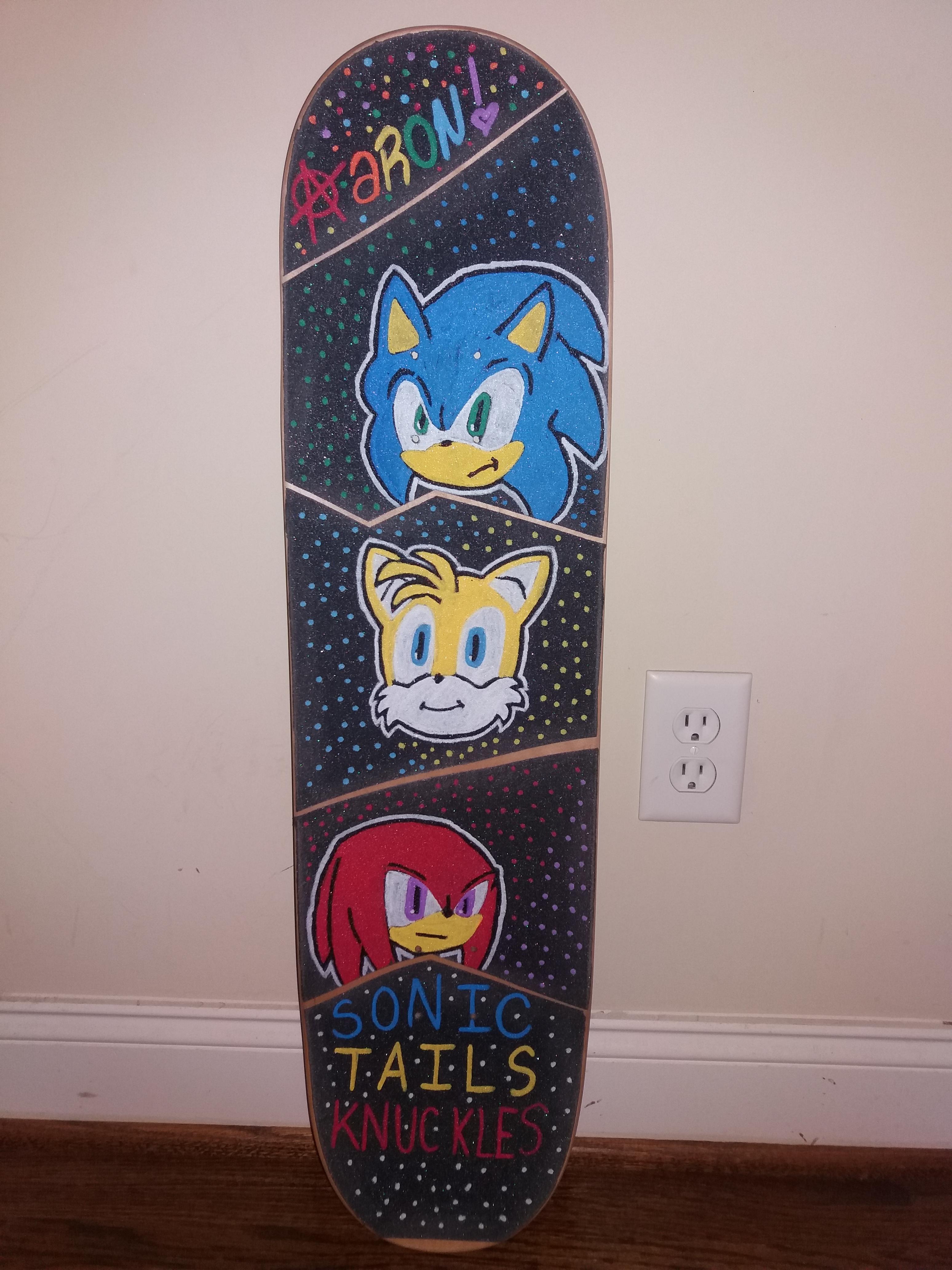 Team Sonic themed skateboard griptape art. Done it myself, took a