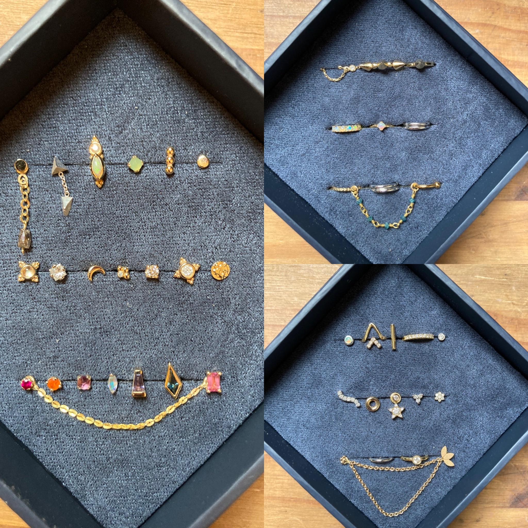 Ear jewelry collection studs/rings/chains. From BVLA, Maria Tash