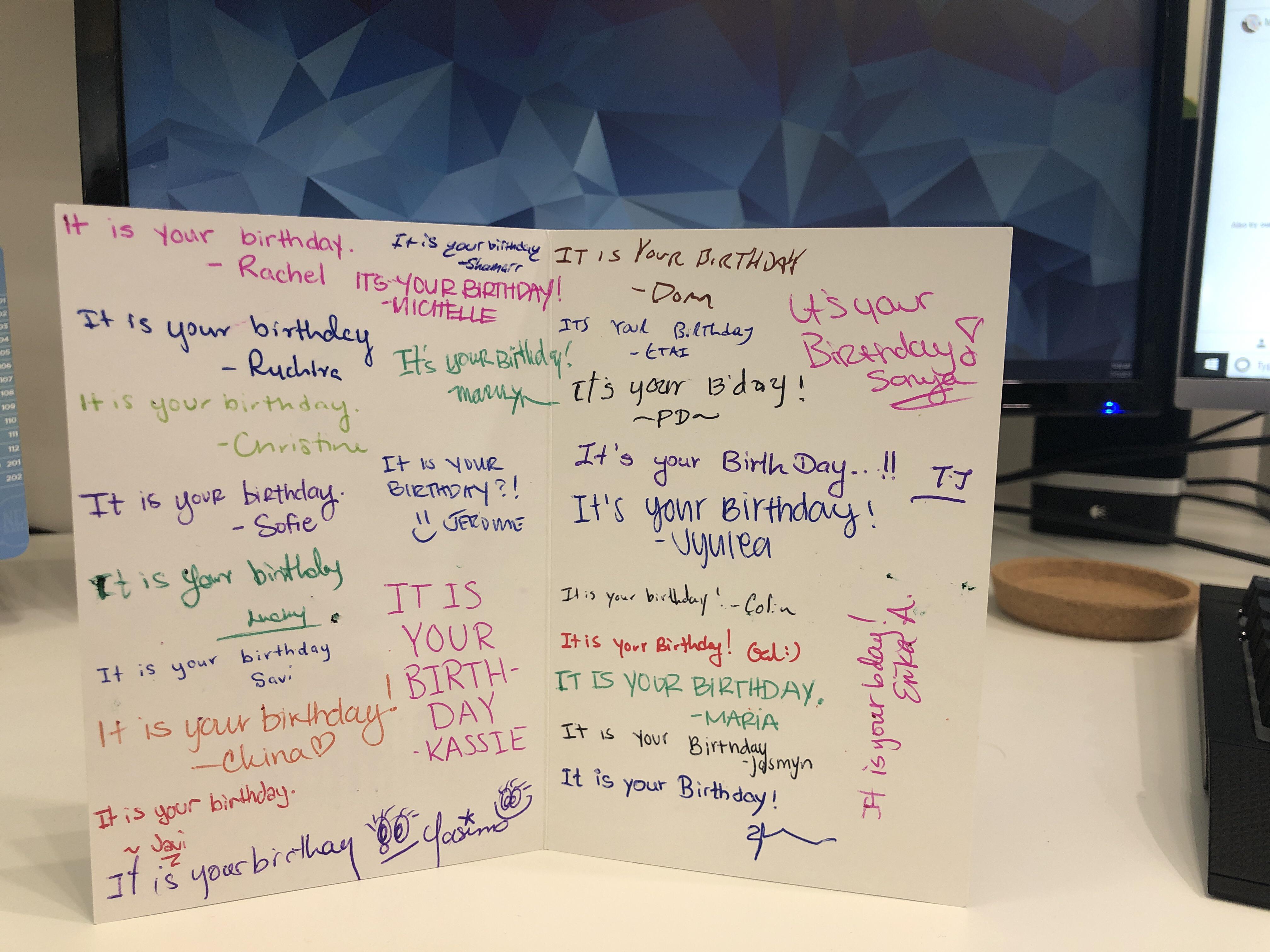I received the best birthday card today from my coworkers, they nailed