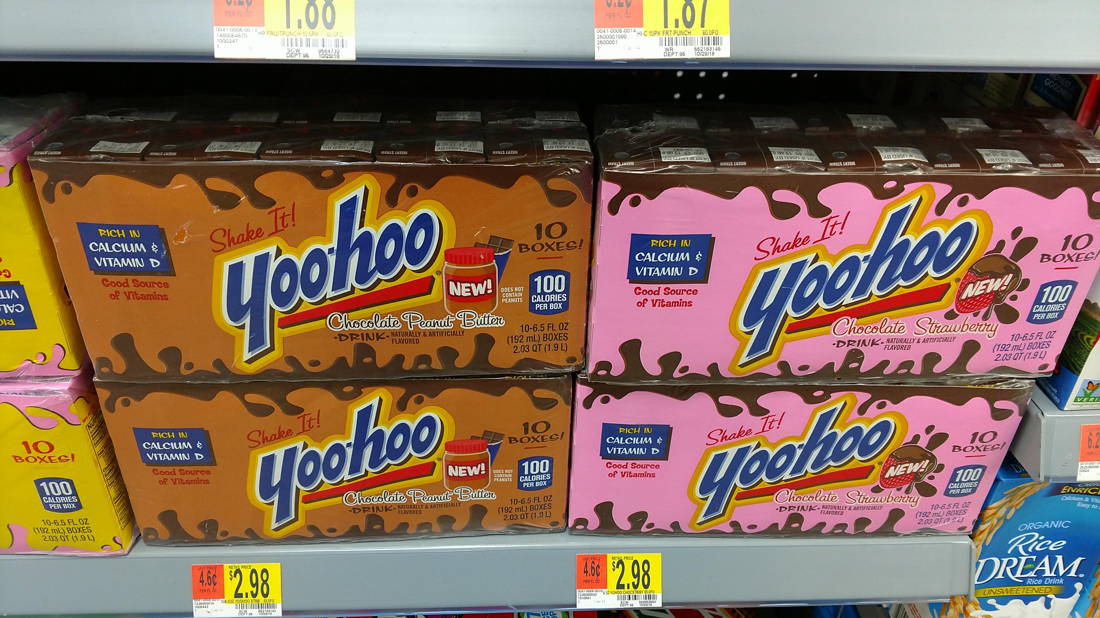 Yoo Hoo chocolate peanut butter and chocolate strawberry r