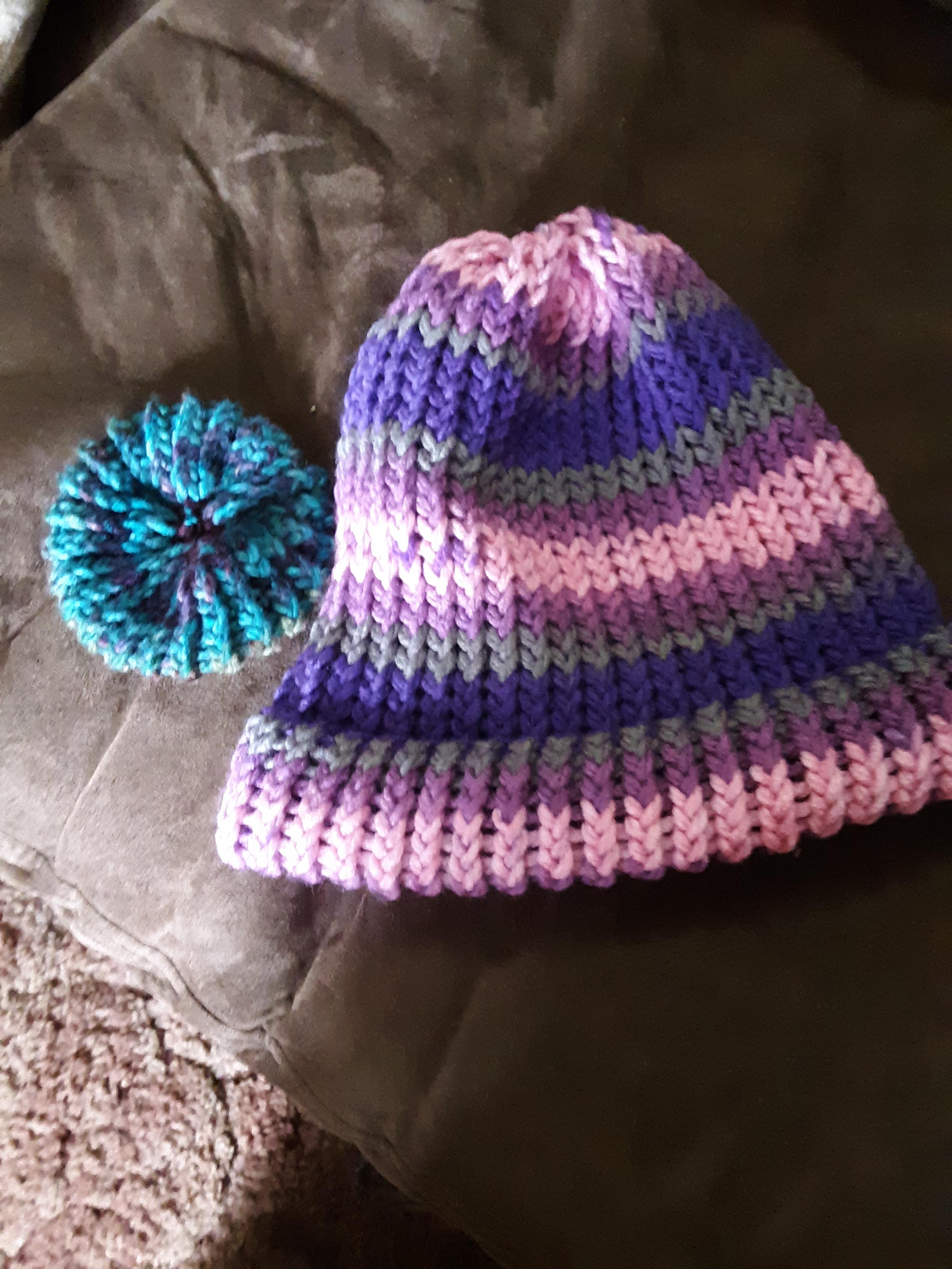 Hot off the loom! Hat made with Charisma yarn and a scrubbie made with