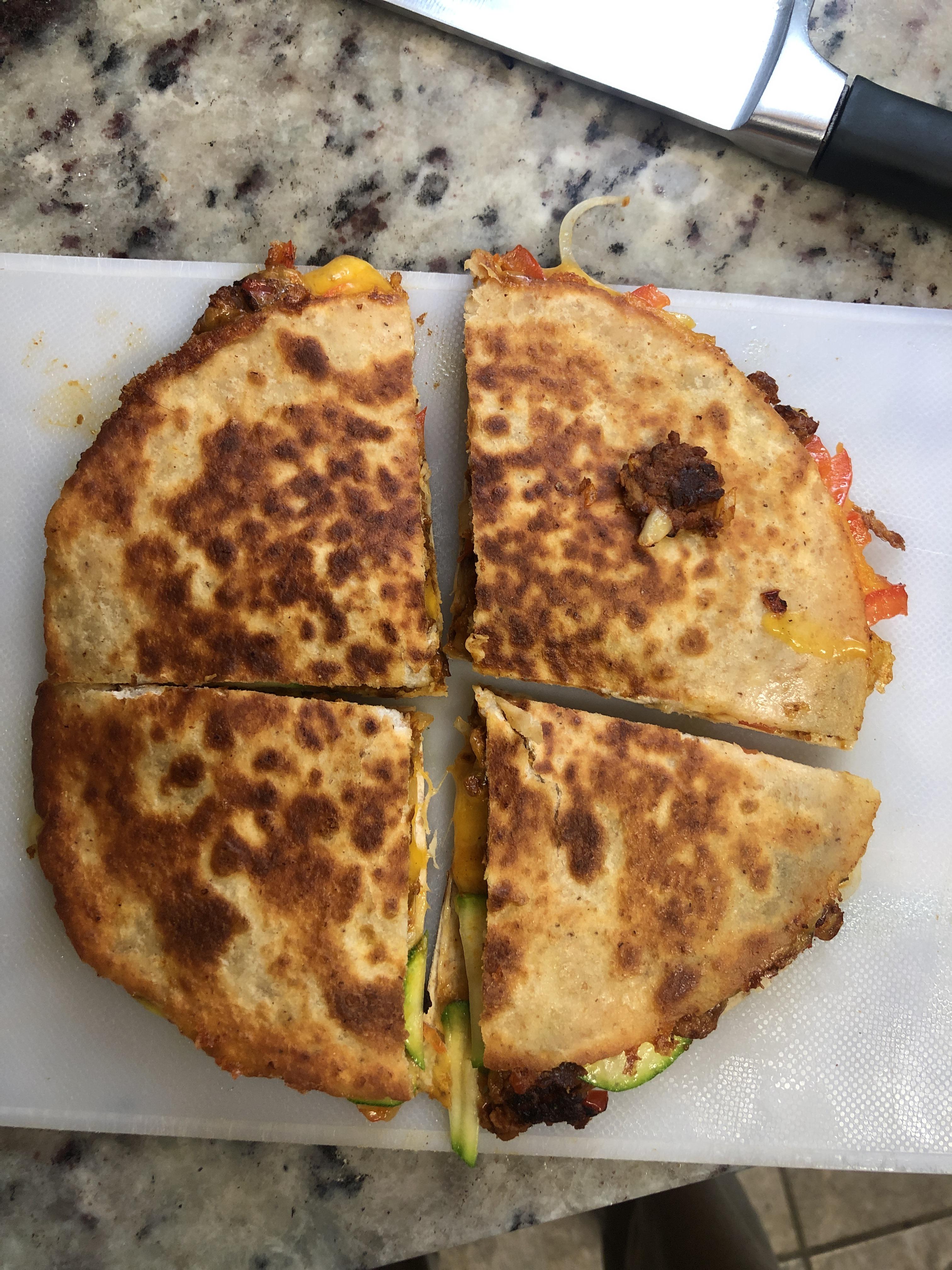 Low Carb Quesadilla filled with Bell Pepper, Onion, Zucchini r/Keto_Food