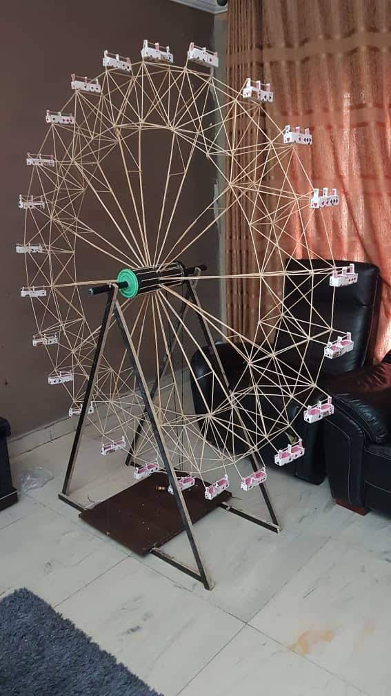 My working model of a Ferris wheel. 192 cm high(6 feet 4 inches). Took