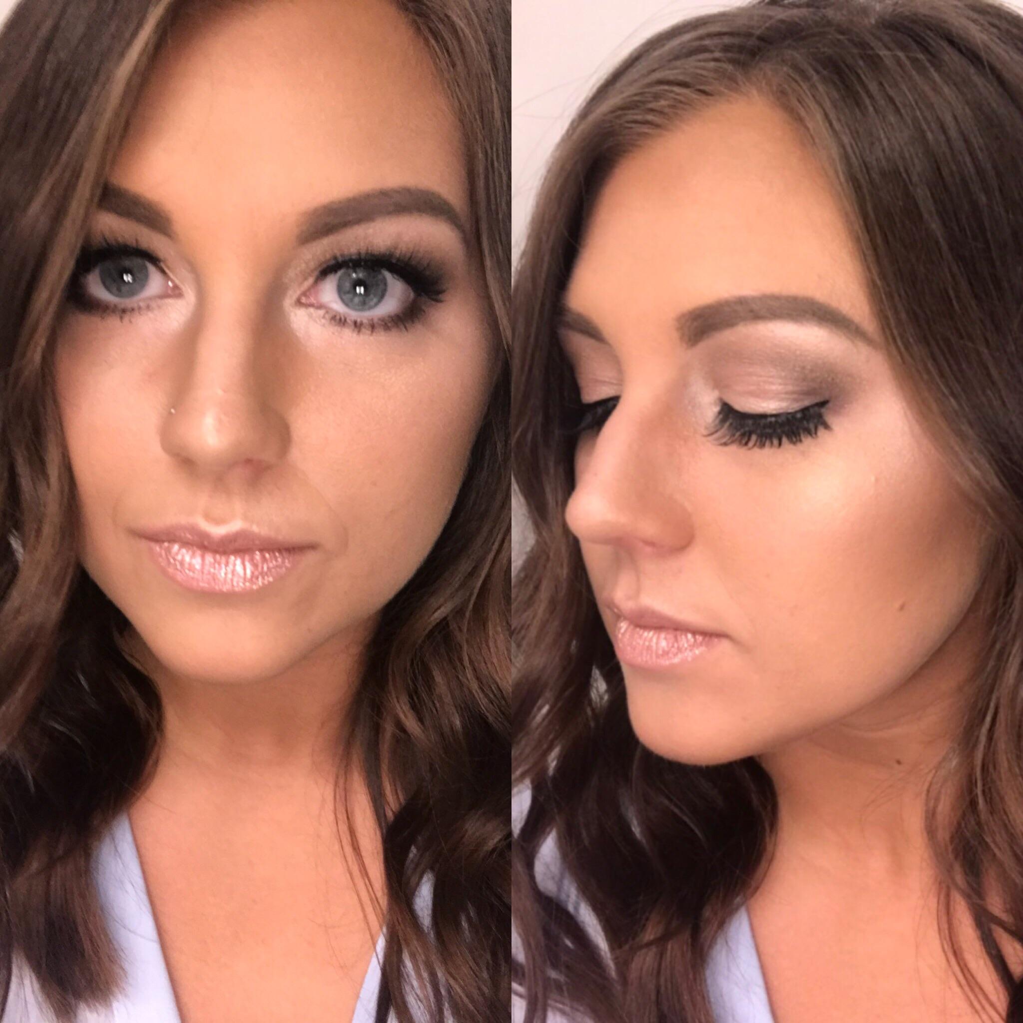 Makeup for my friend’s wedding. Our bridesmaid dresses were sage and the wedding was outside so
