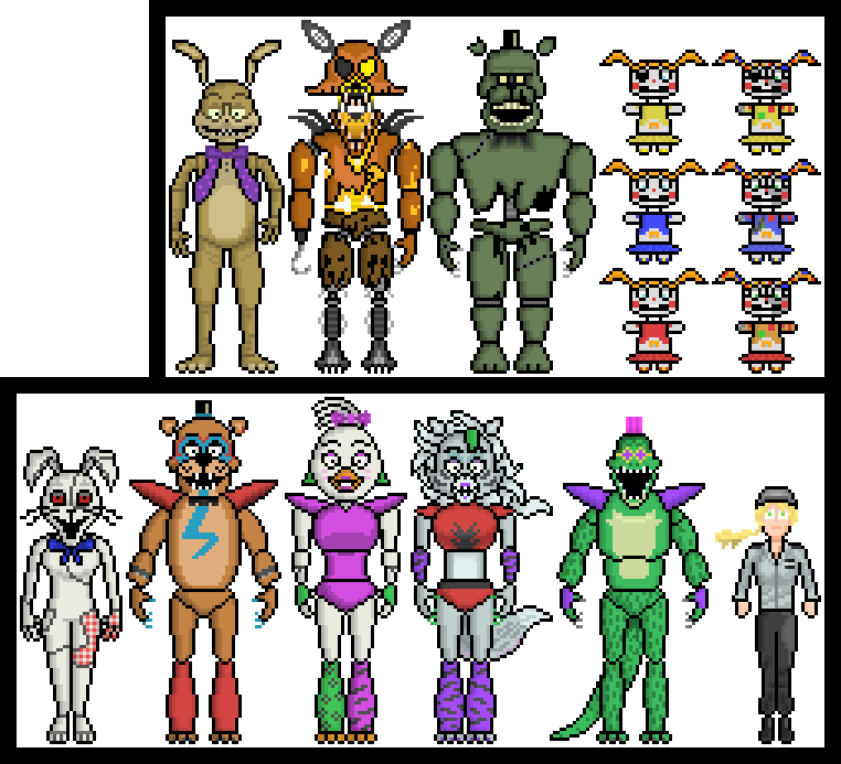 I made the Fnaf vr Help Wanted characters and the Fnaf Security breach
