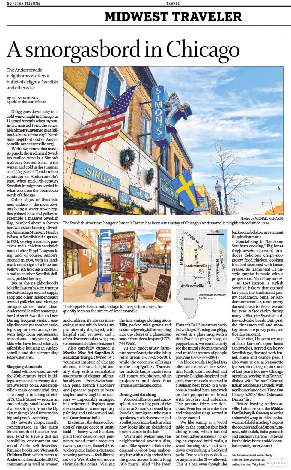 Minneapolis Star Tribune has a Sunday (3/31) feature on Andersonville