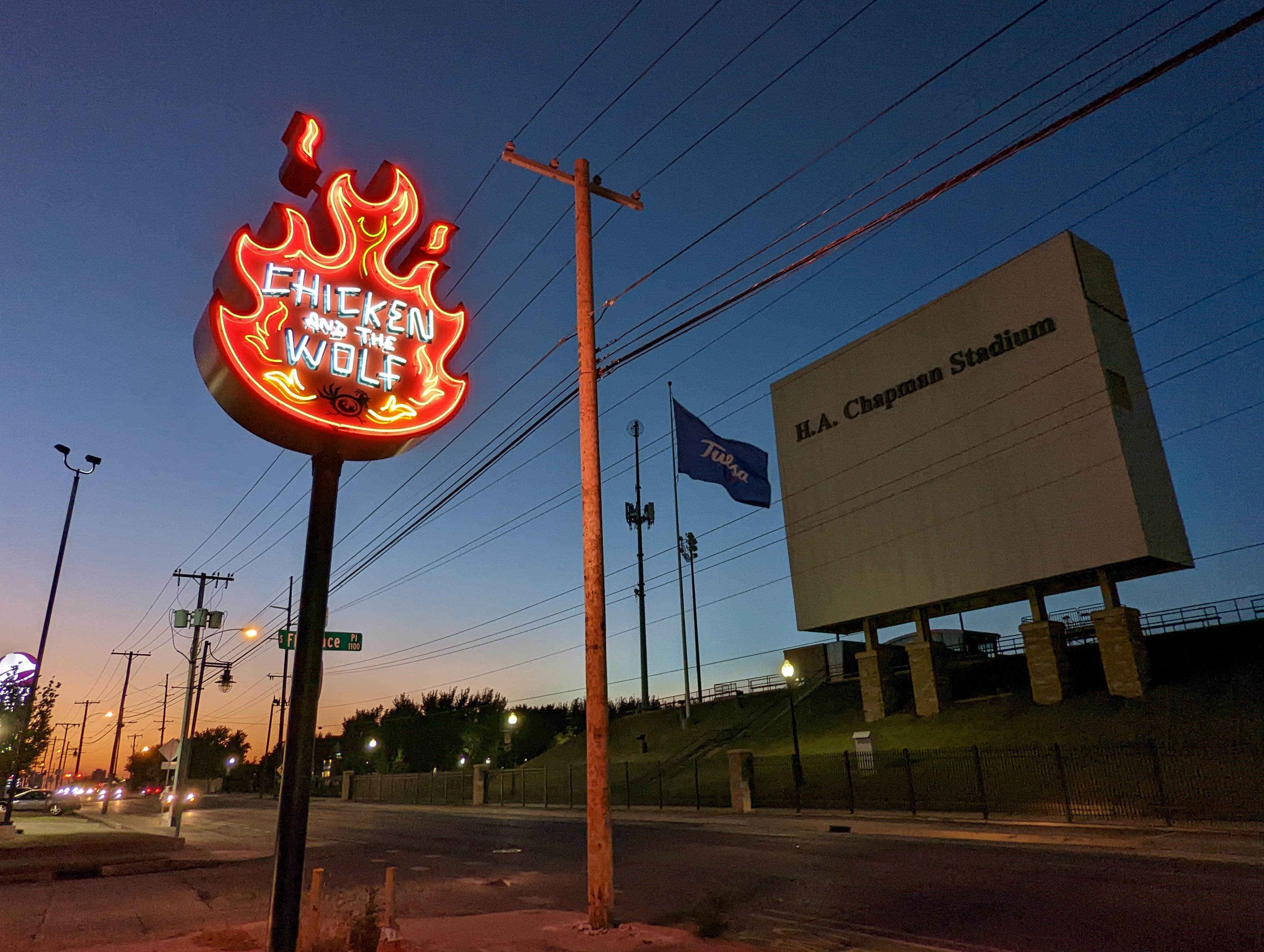 New neon on 11th Street/Route 66 looks like Chicken and the Wolf is