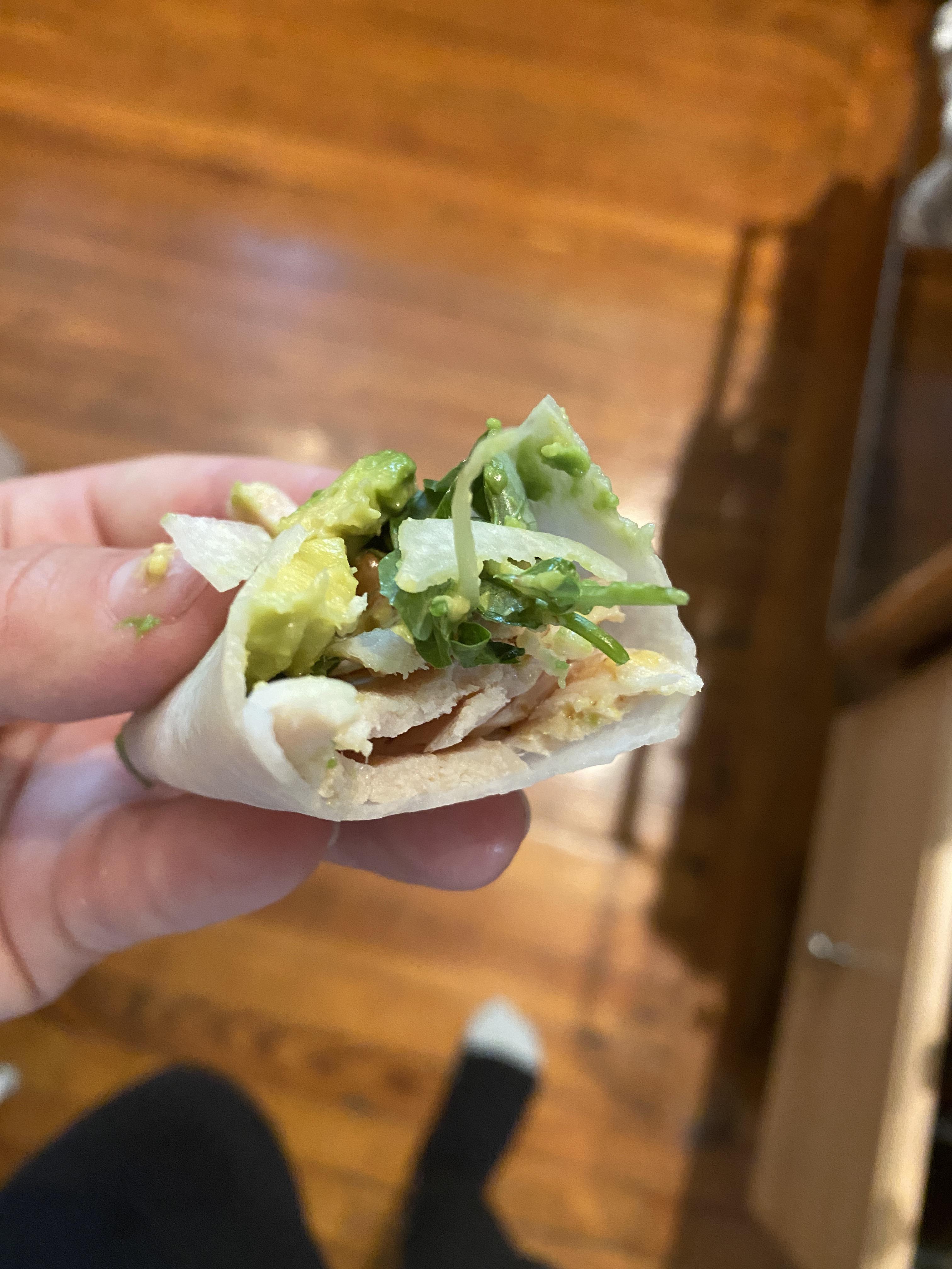 R1 D5 — jicama wrap from Trader Joe’s, sugar free sliced turkey
