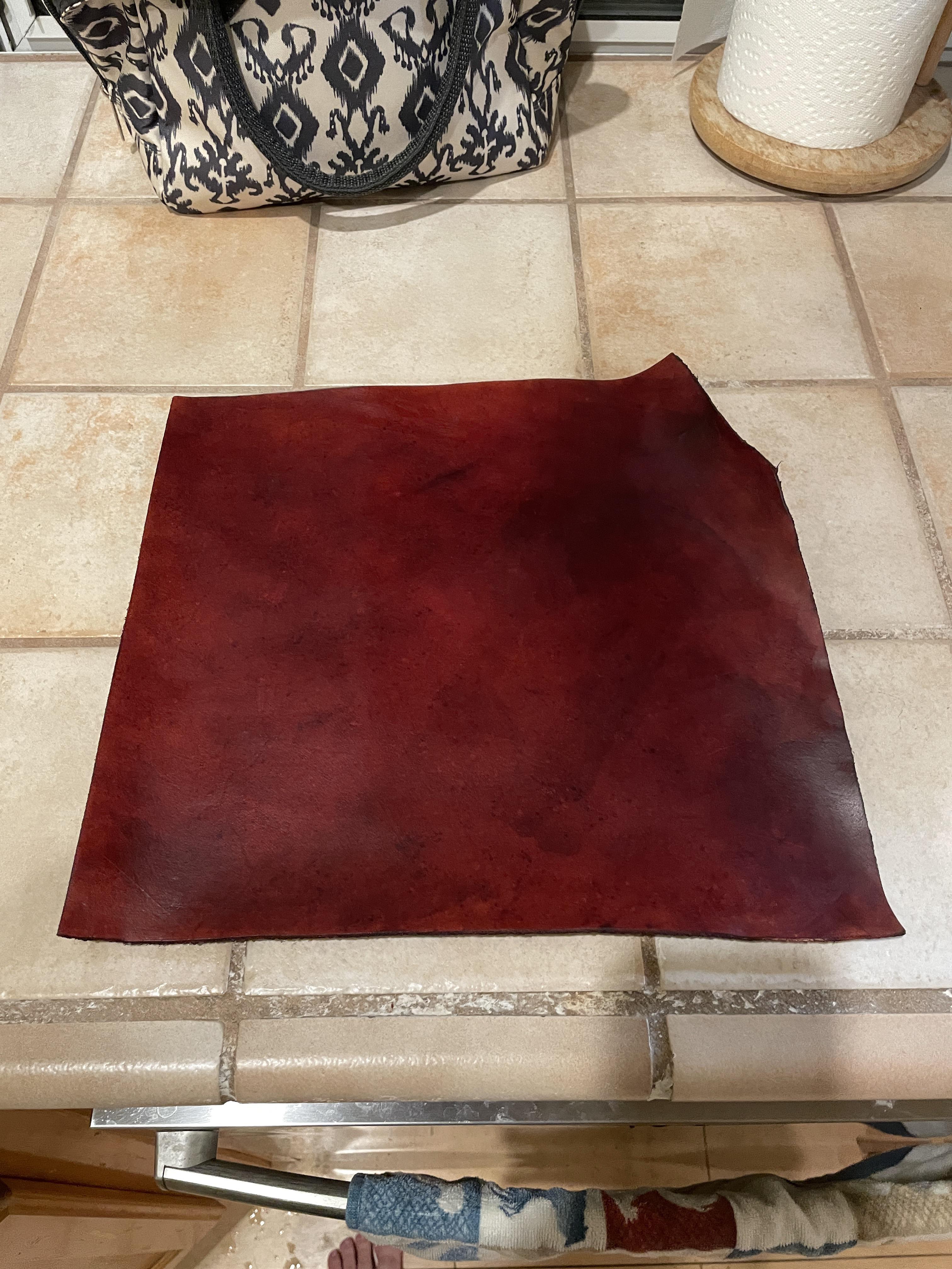 First time dying leather! Used waterstain Bordeaux dye diluted 50/50