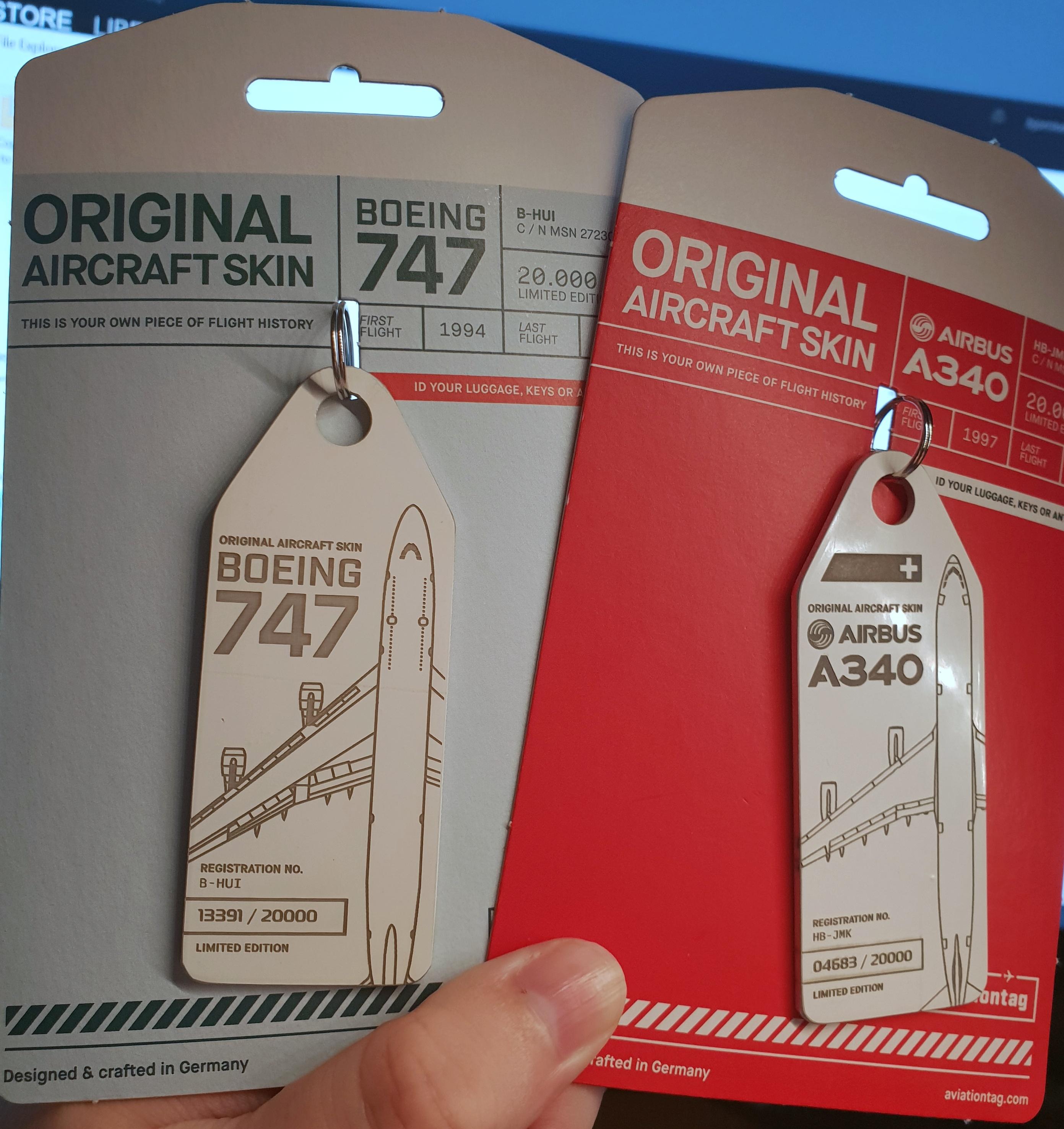 Came across Aviationtags last week; keychains/luggage tags made from