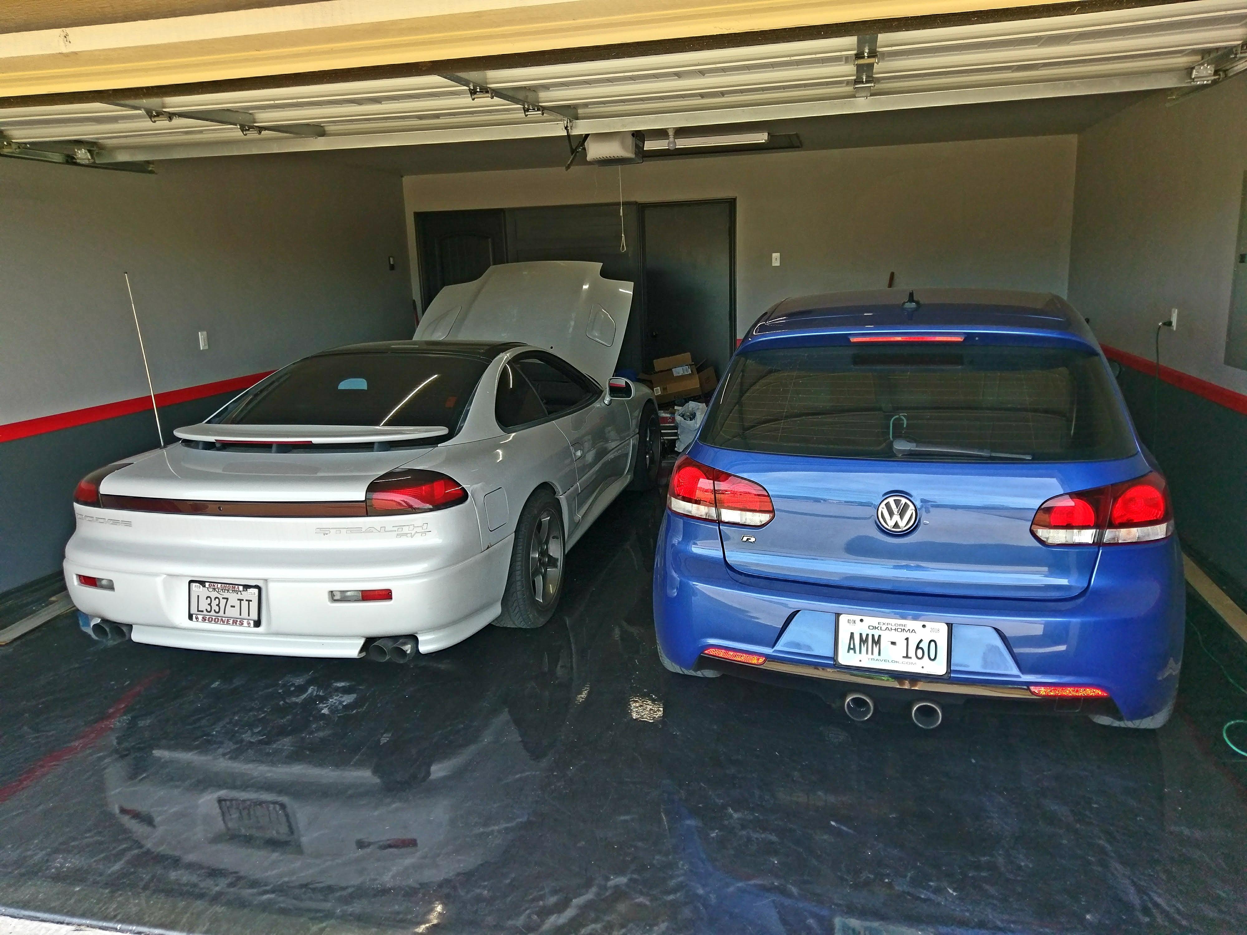 My standard two car garage. Both my cars. Wife wasnt home so I decided