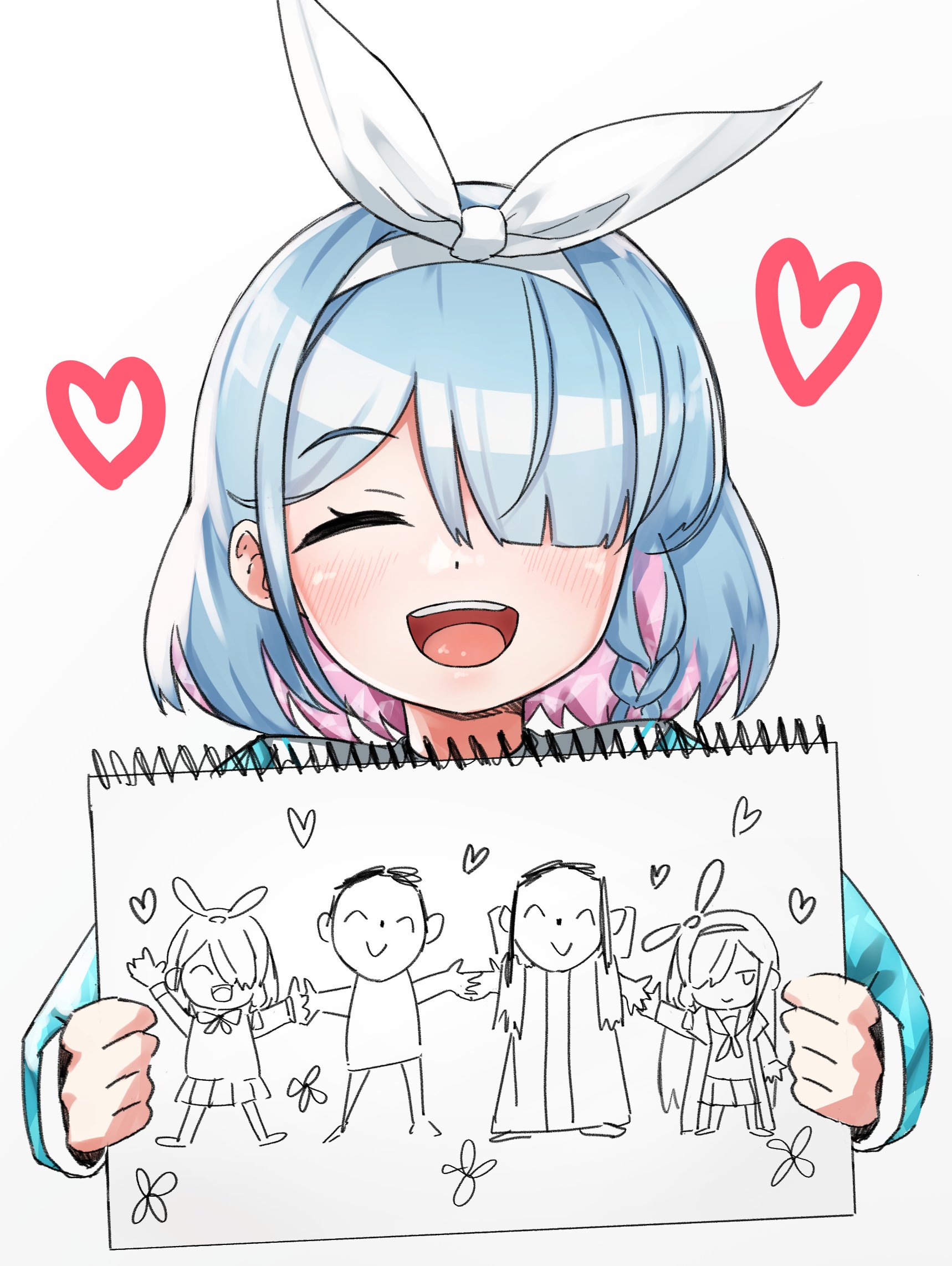 Arona draws herself with Sensei by ふであこ/hudeako r/BlueArchive