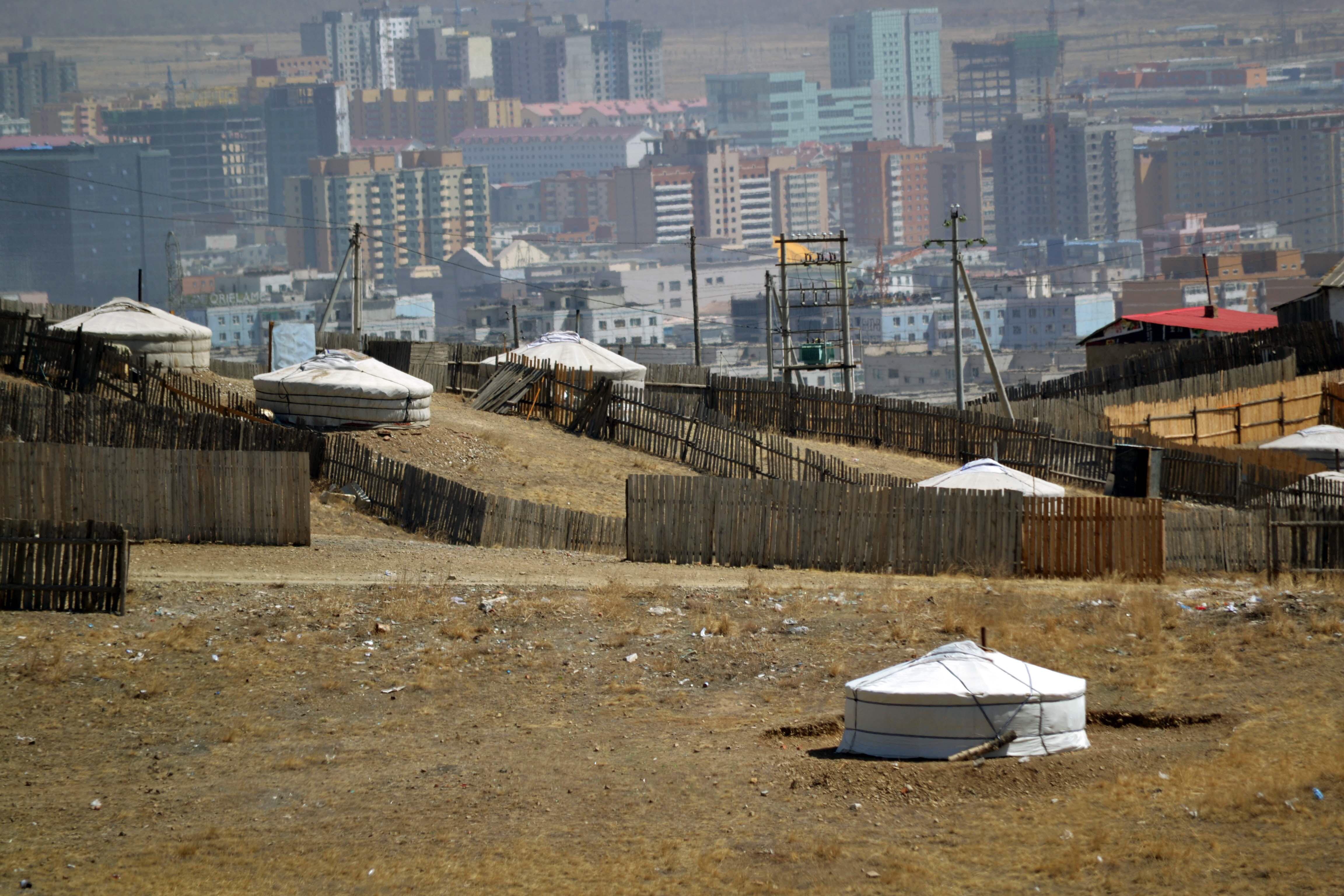 Traditional Mongolian yurts on the outskirts of Ulaanbaatar r/UrbanHell