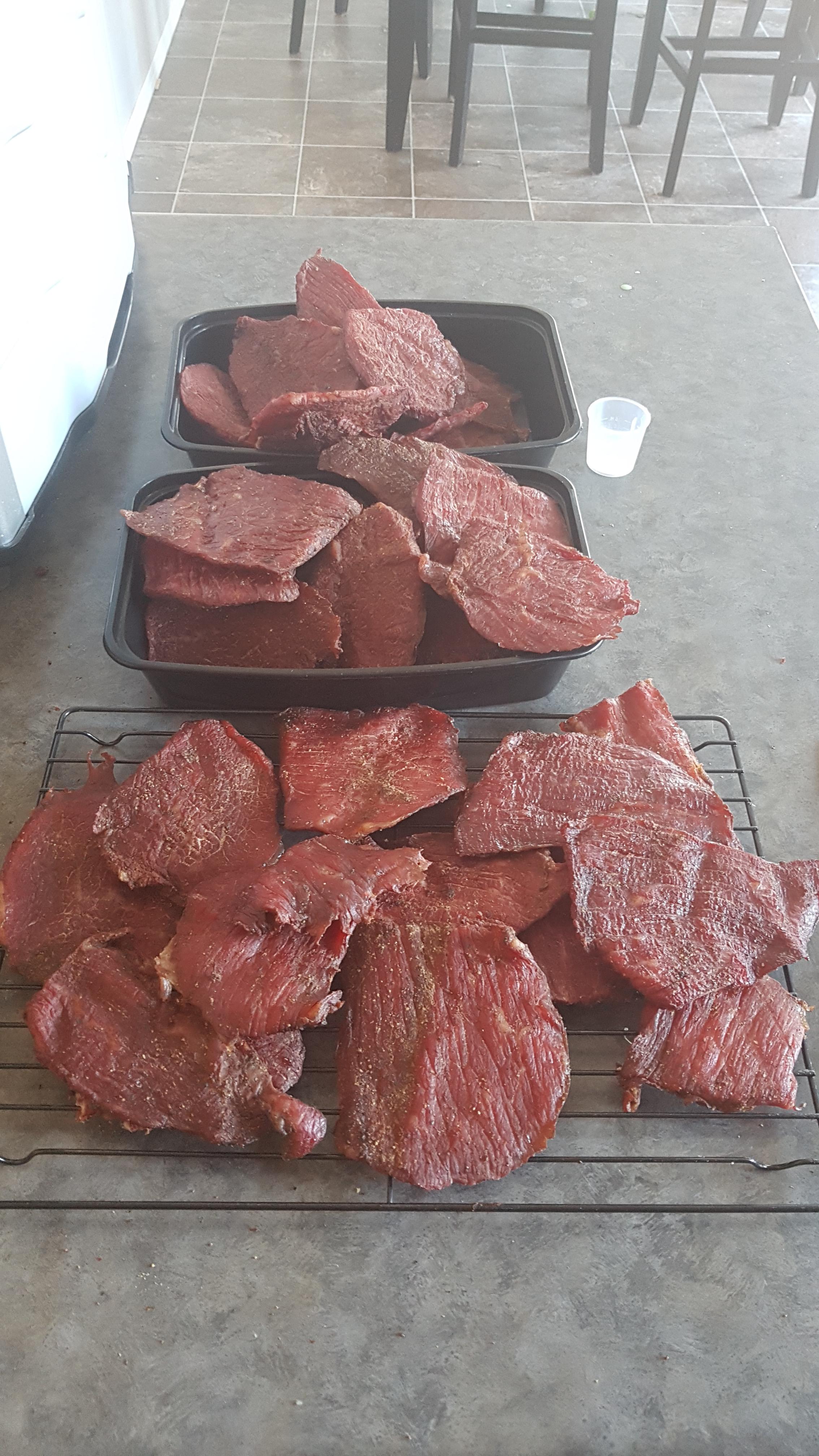 7lb Costco eye of round turned into 4lbs of Cracked pepper and garlic