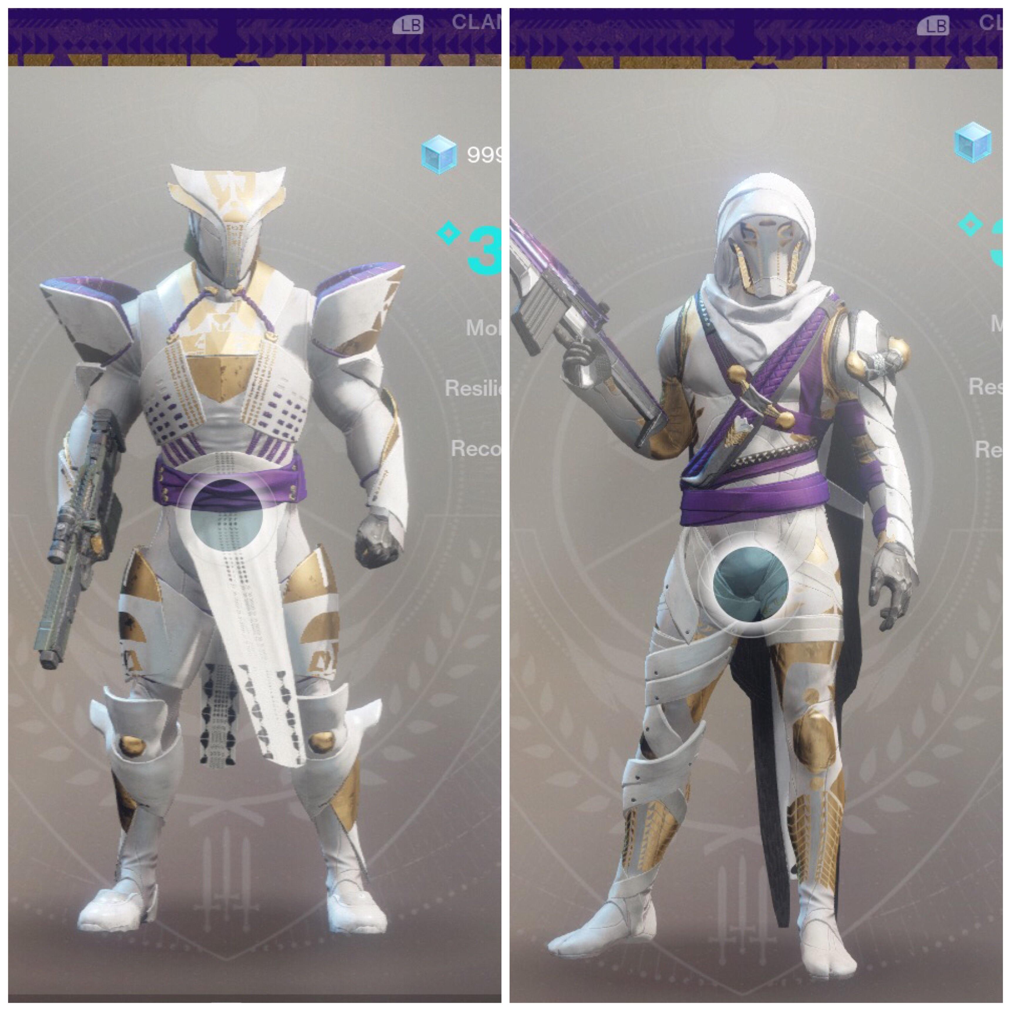 2/3 completions for raid armor, Titan and Hunter full set, GT