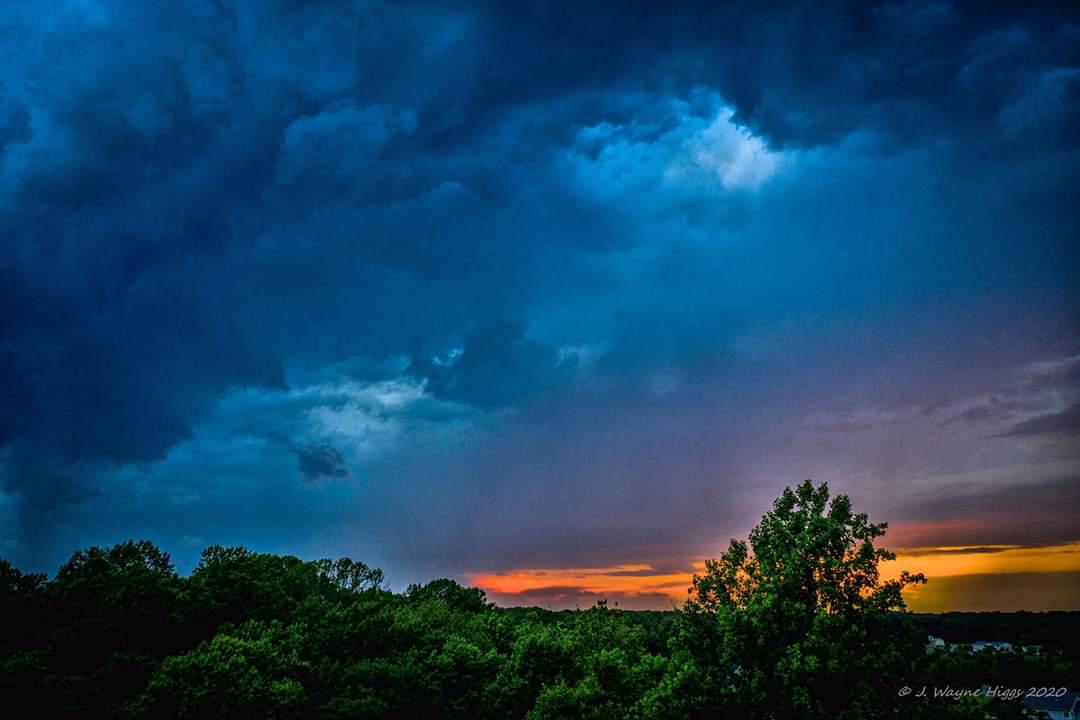 SUNSET & STORMS, 100 feet above my house. Hughesville, Maryland, June
