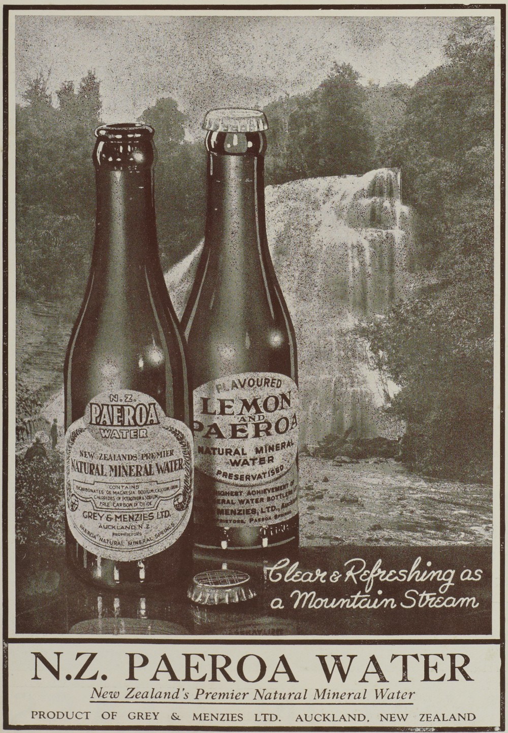Ad for Paeroa Waters, Lemon & Paeroa, (or L&P). Auckland Weekly News