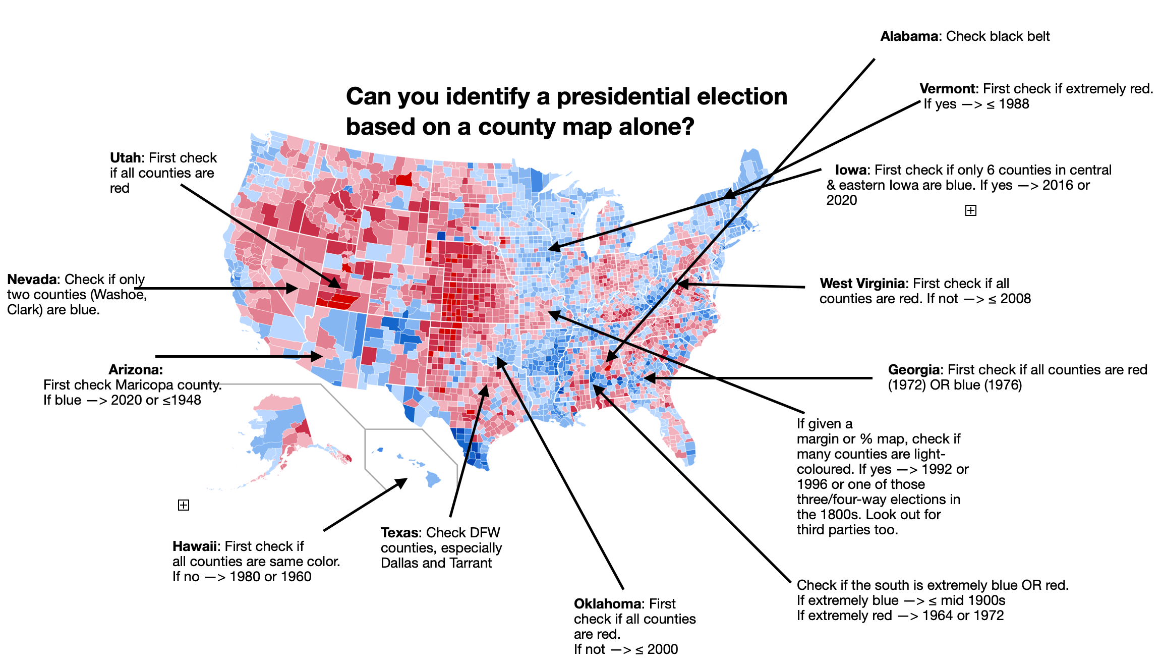 How do you identify an election based on a county map? Can you do one