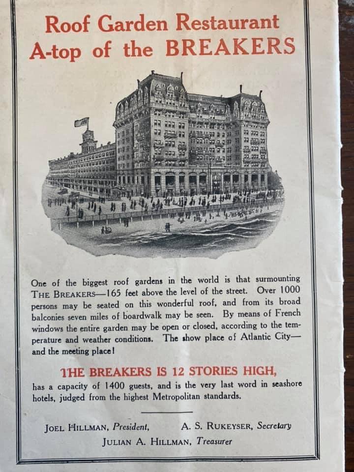 1916 Ad for The Breakers Hotel in Atlantic City, New Jersey. r/vintageads