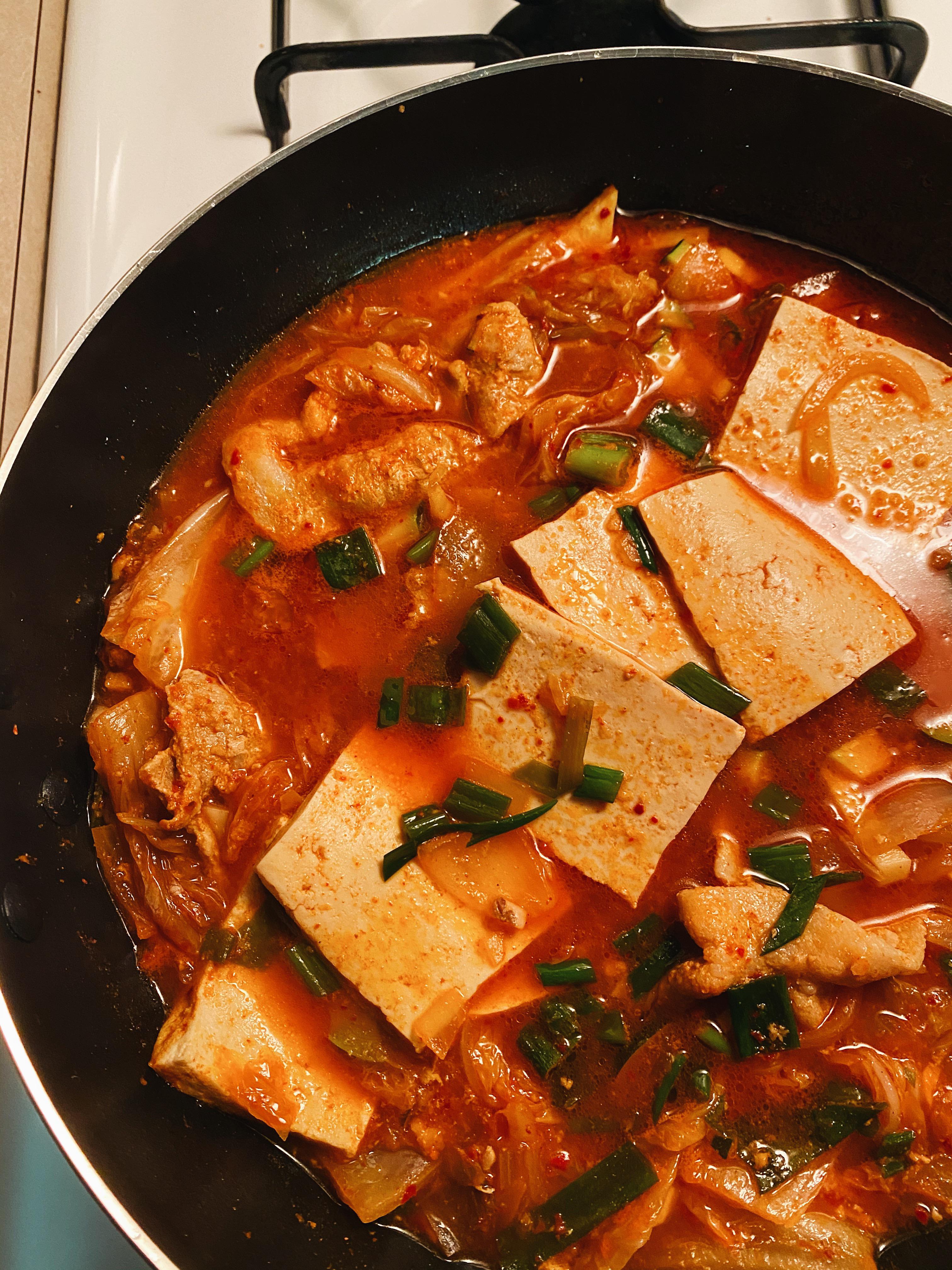 First time making kimchi jjigae with pork and tofu from scratch 🥰 any tips? r/KoreanFood