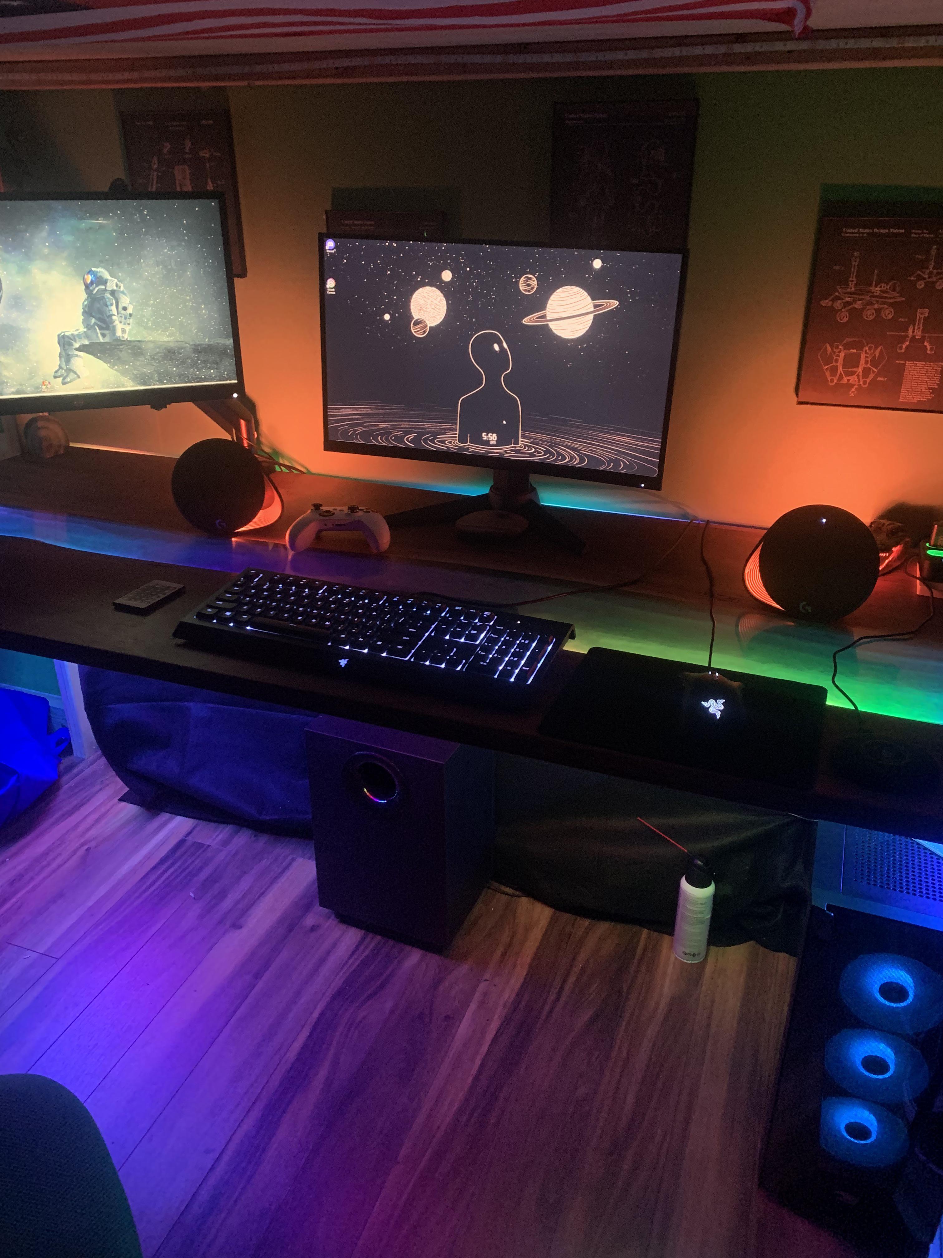 My recently completed setup, I built the desk myself as an epoxy river