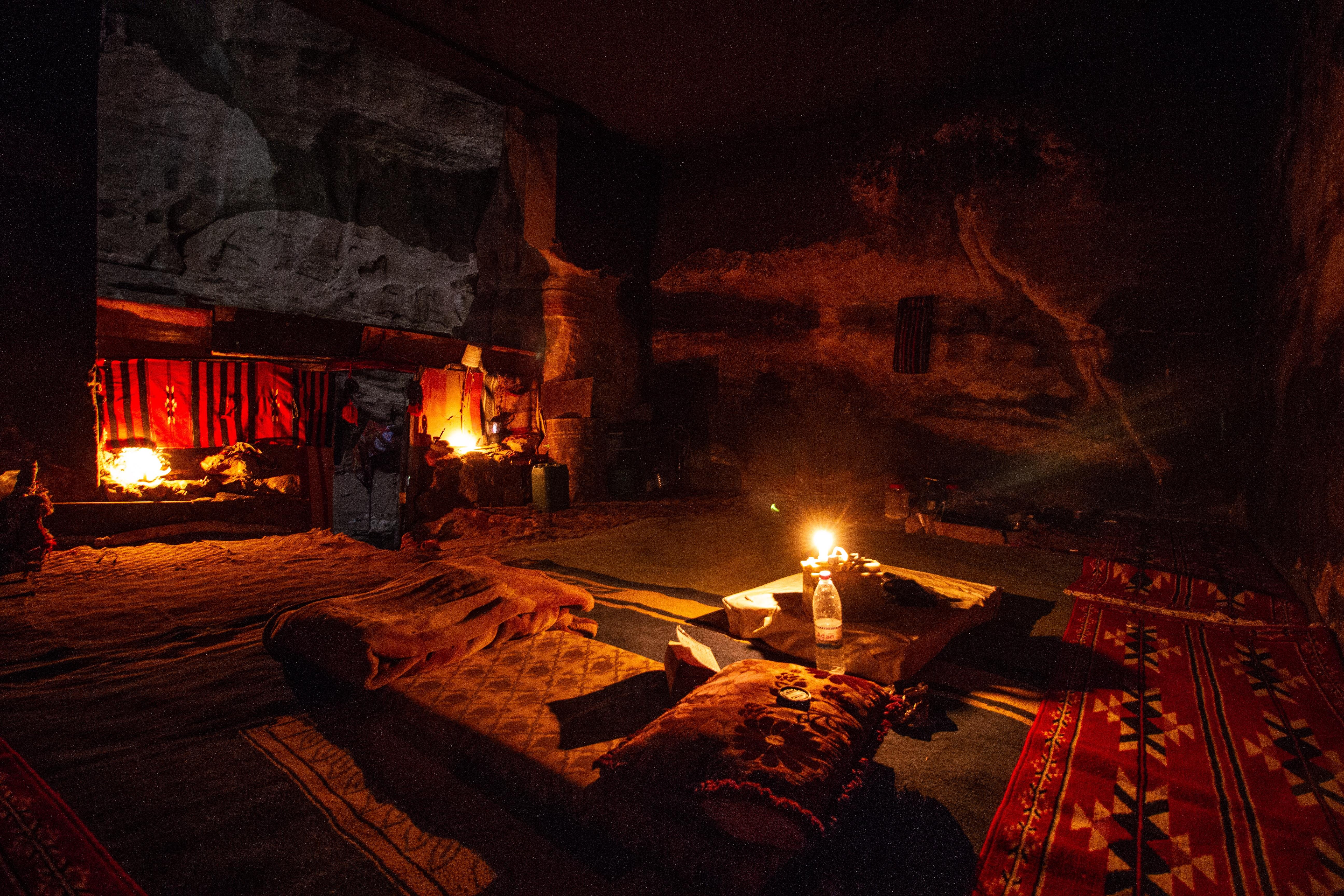My bedroom in a Bedouin cave just outside Little Petra, Jordan. Was