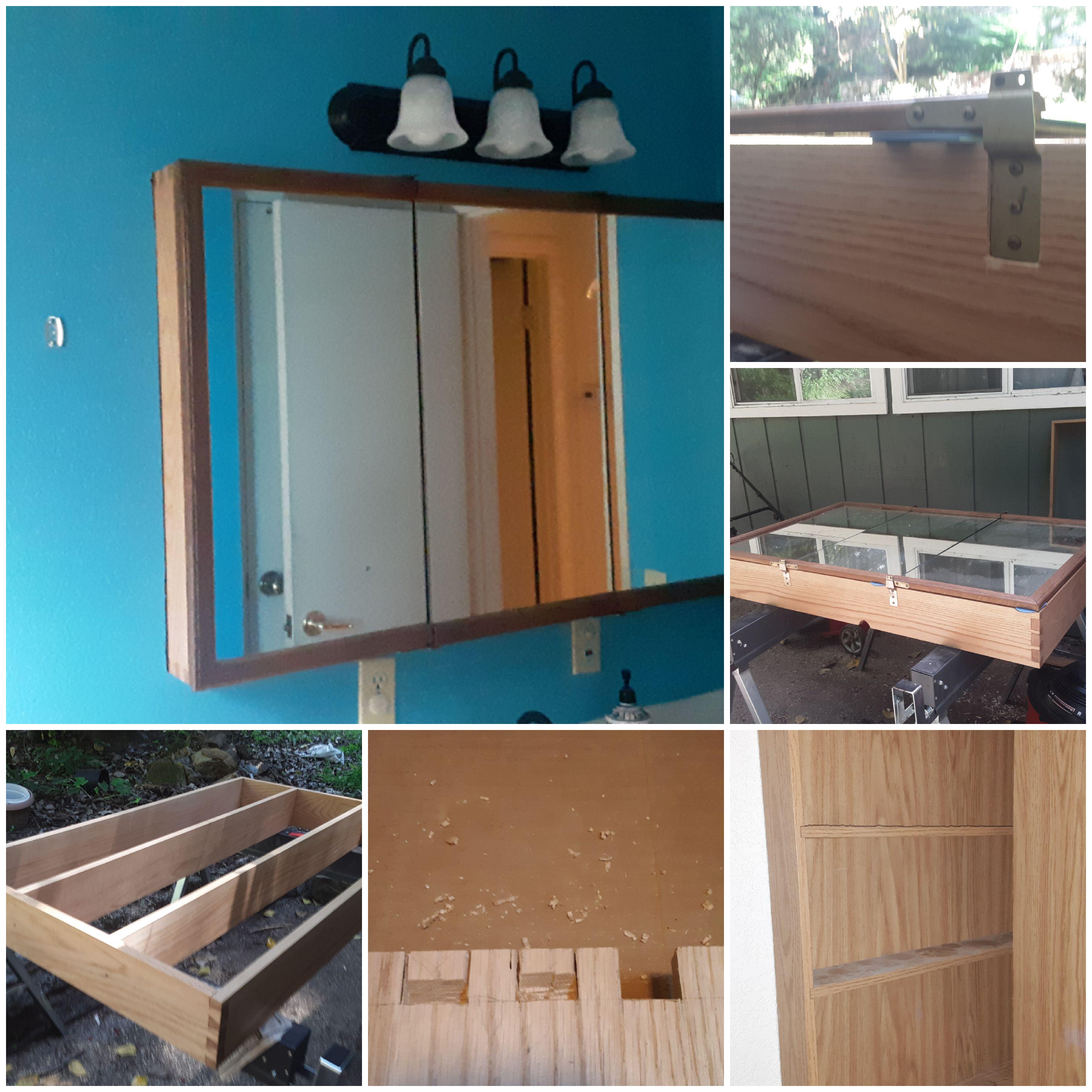 New bathroom mirror Reused mirrors and hinges from thenold one