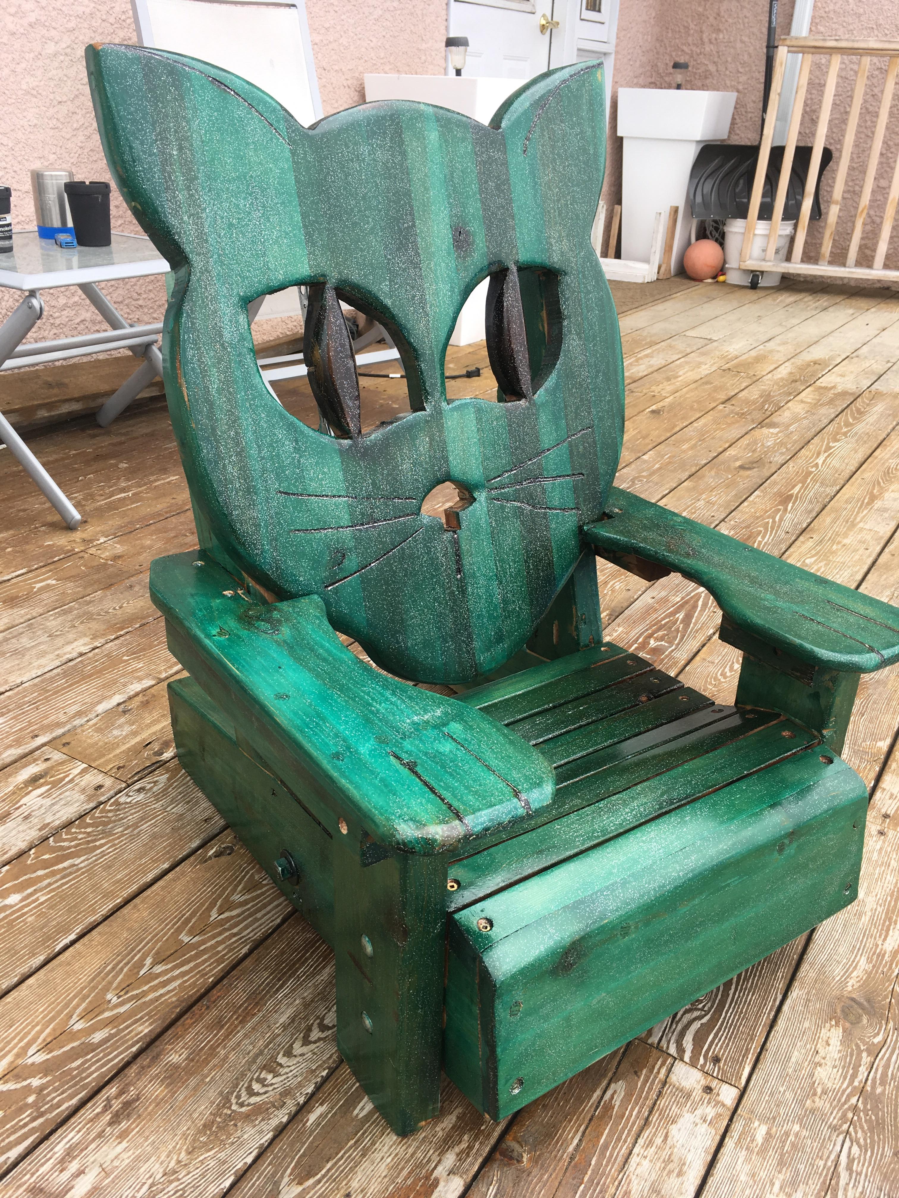 Cedar chair I built for my niece....she picked turquoise for the stain