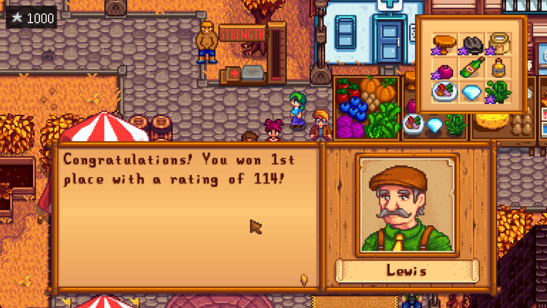 1st Place at the Stardew Valley Fair with a score of 114! Better luck