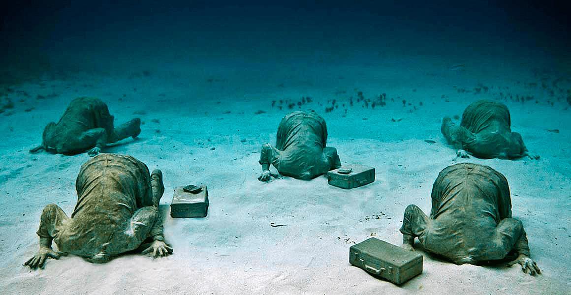 The Bankers, an underwater art installation made of marine concrete