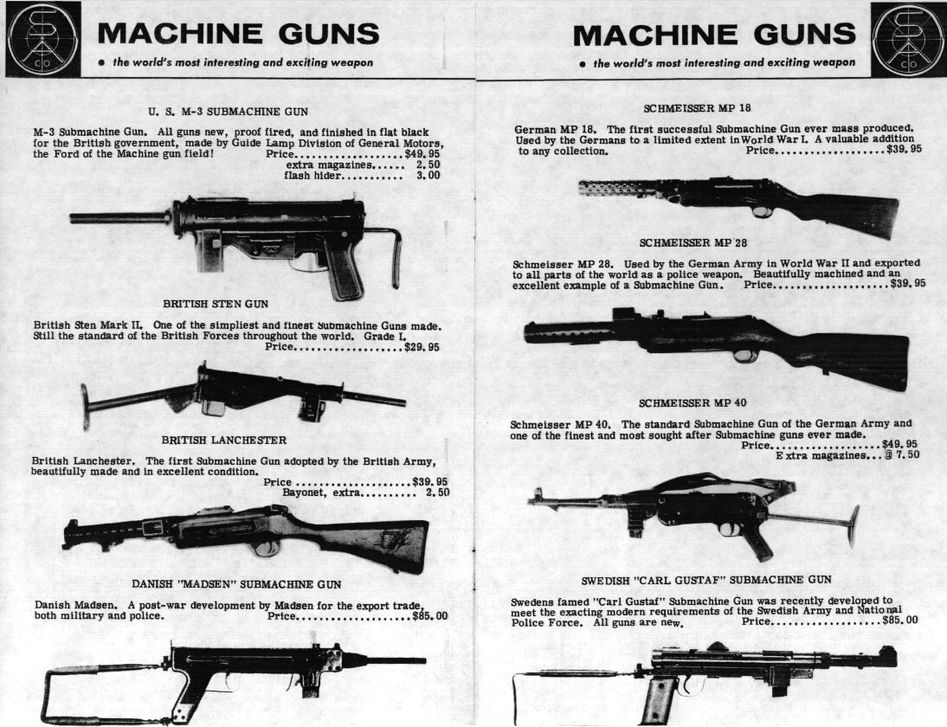 1960's machine gun catalog, note the prices are USD. r/canadaguns