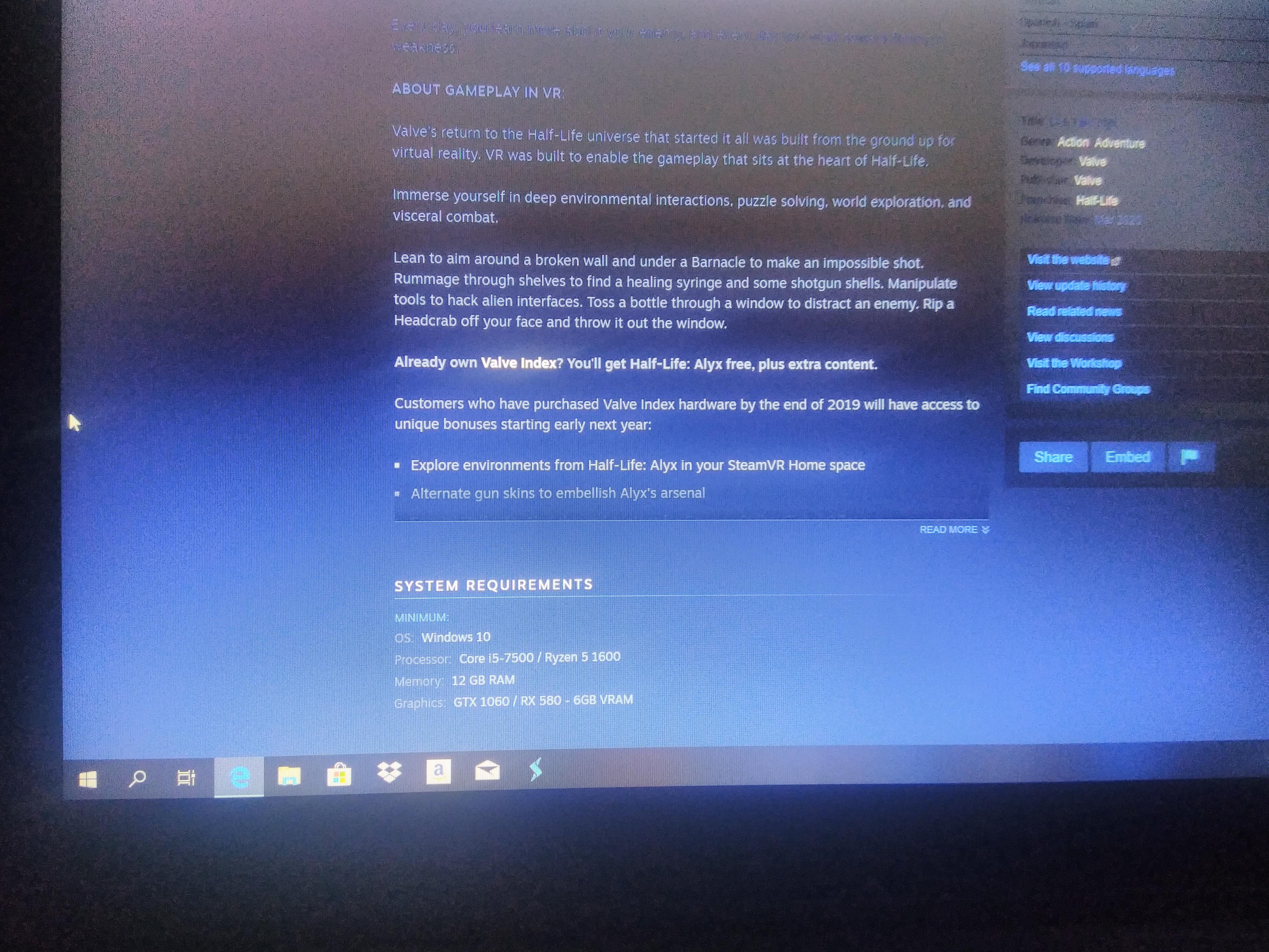 Half Life Alyx System Requirements gaming