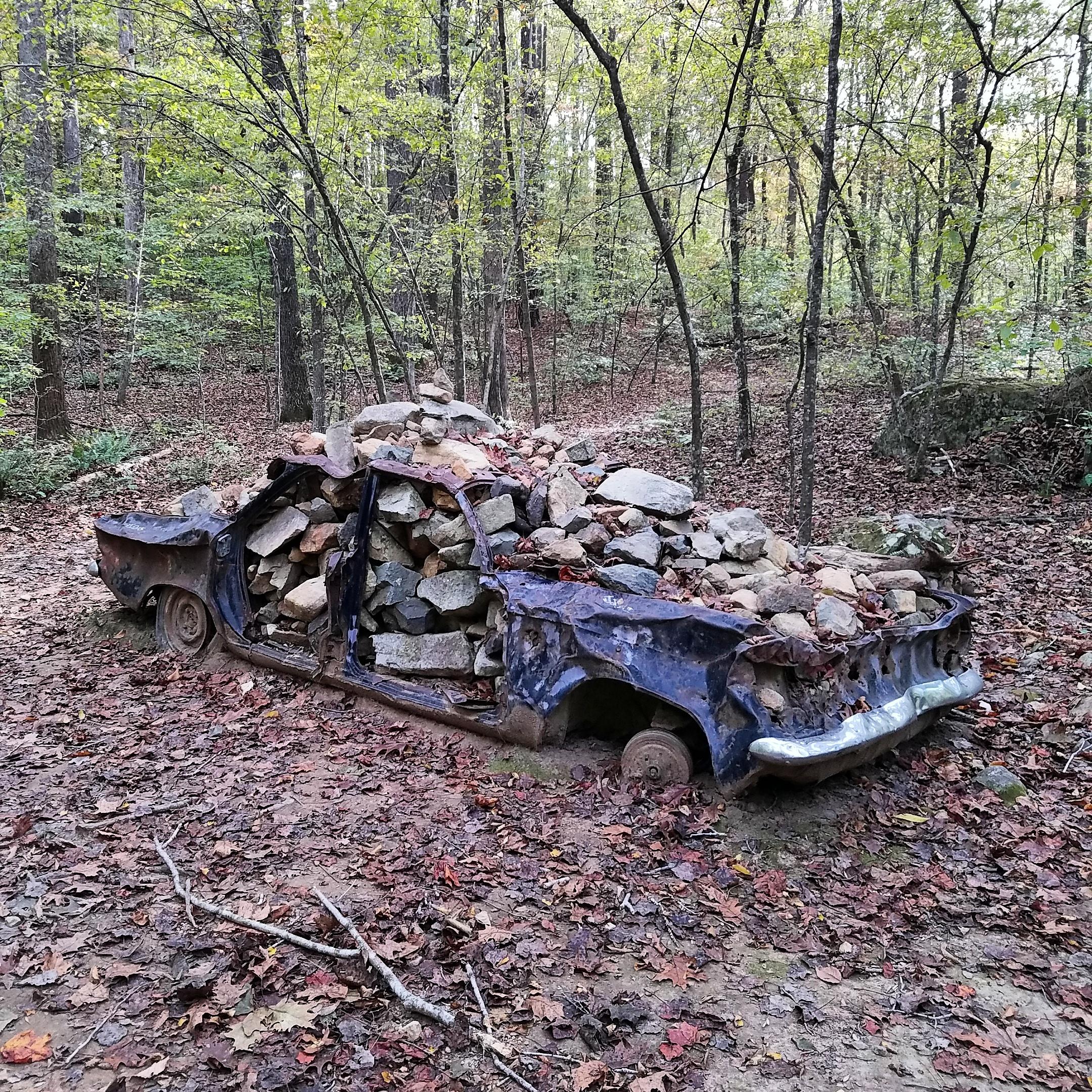 Abandoned Chevy Corvair full of rocks, Chapel Hill, NC [2160 x 2160