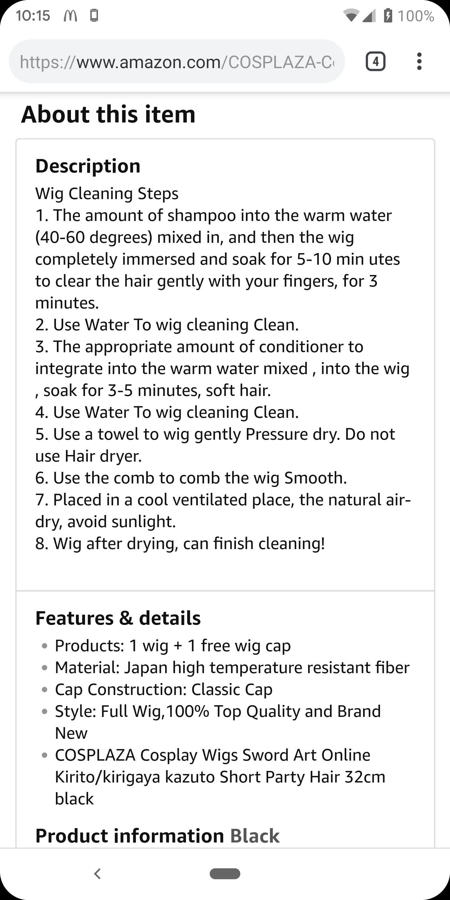 The care instructions for a Kirito wig. (Wig cleaning clean) r/engrish