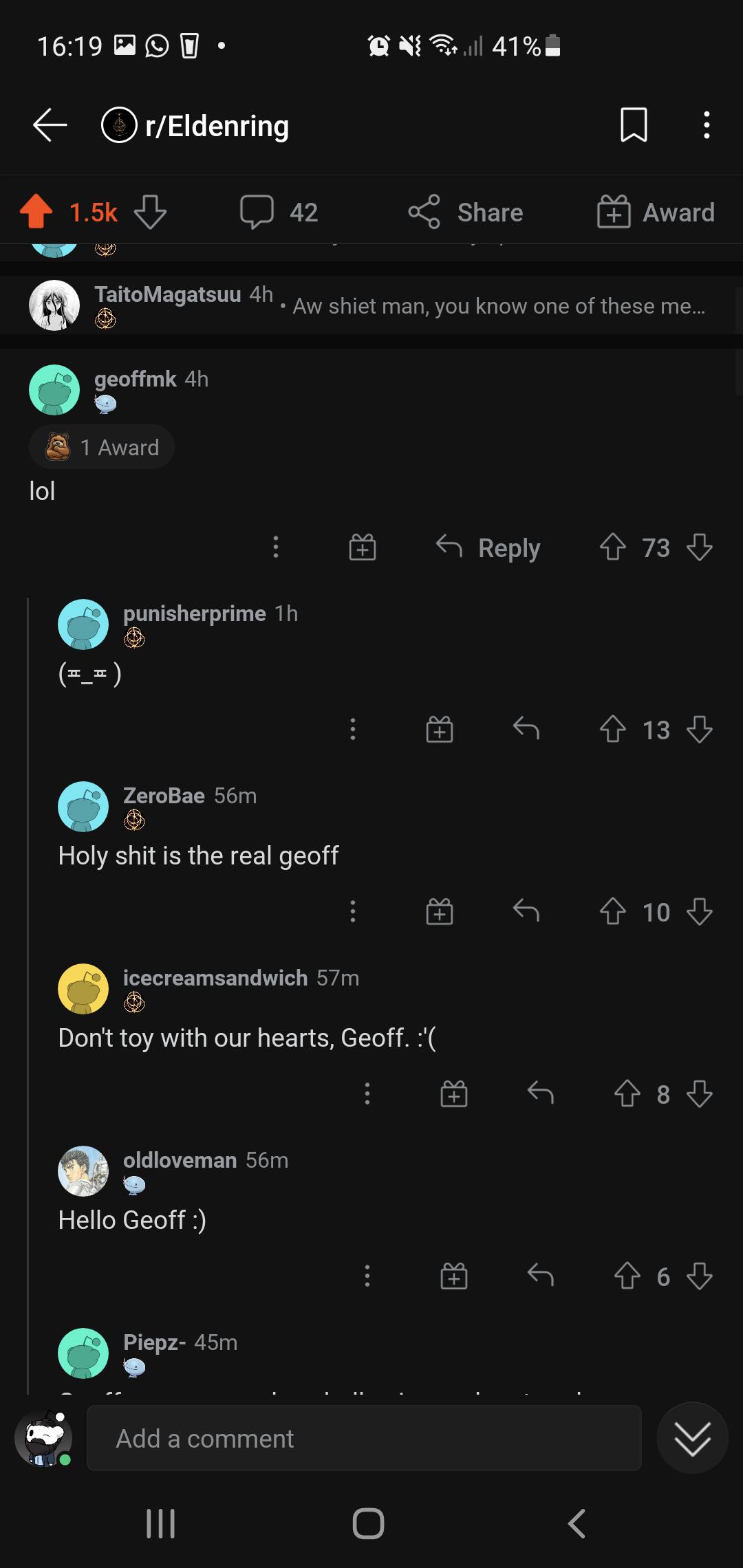 Everybody looking at Geoff AMA, while ignoring the fact that he