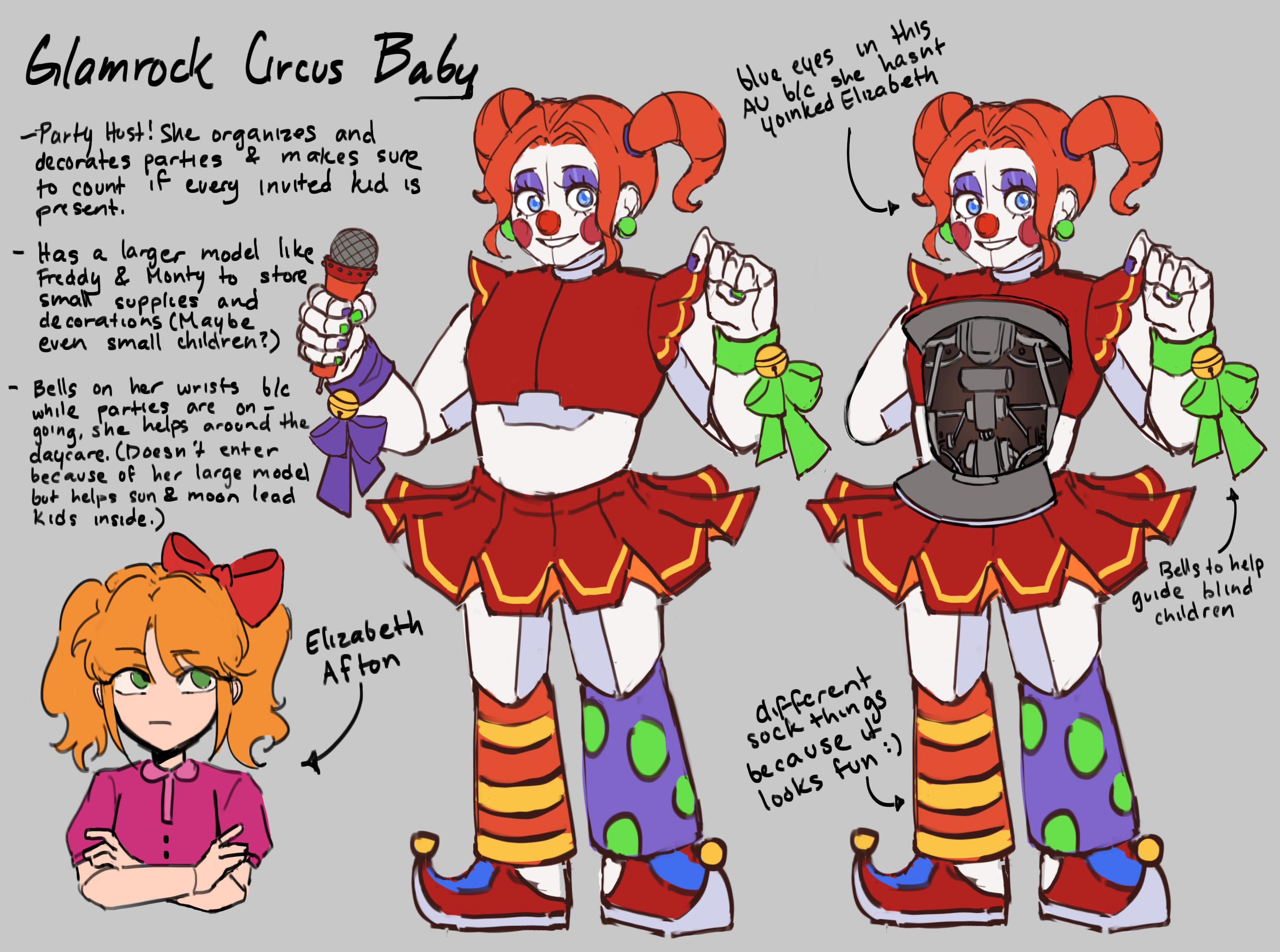 Glamrock baby concept for an AU where elizabeth and baby replace