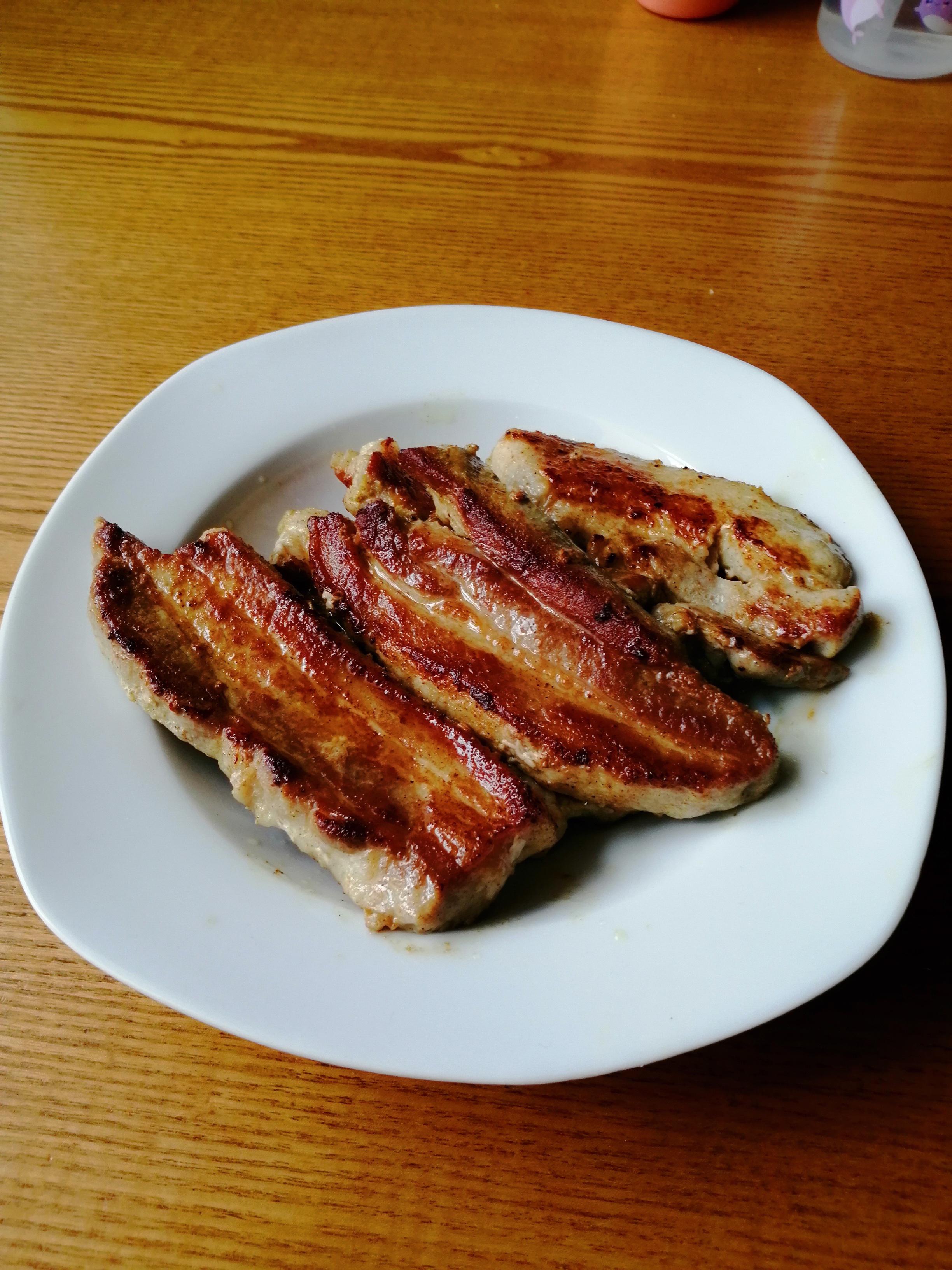 Pan fried pork belly strips ketorecipes