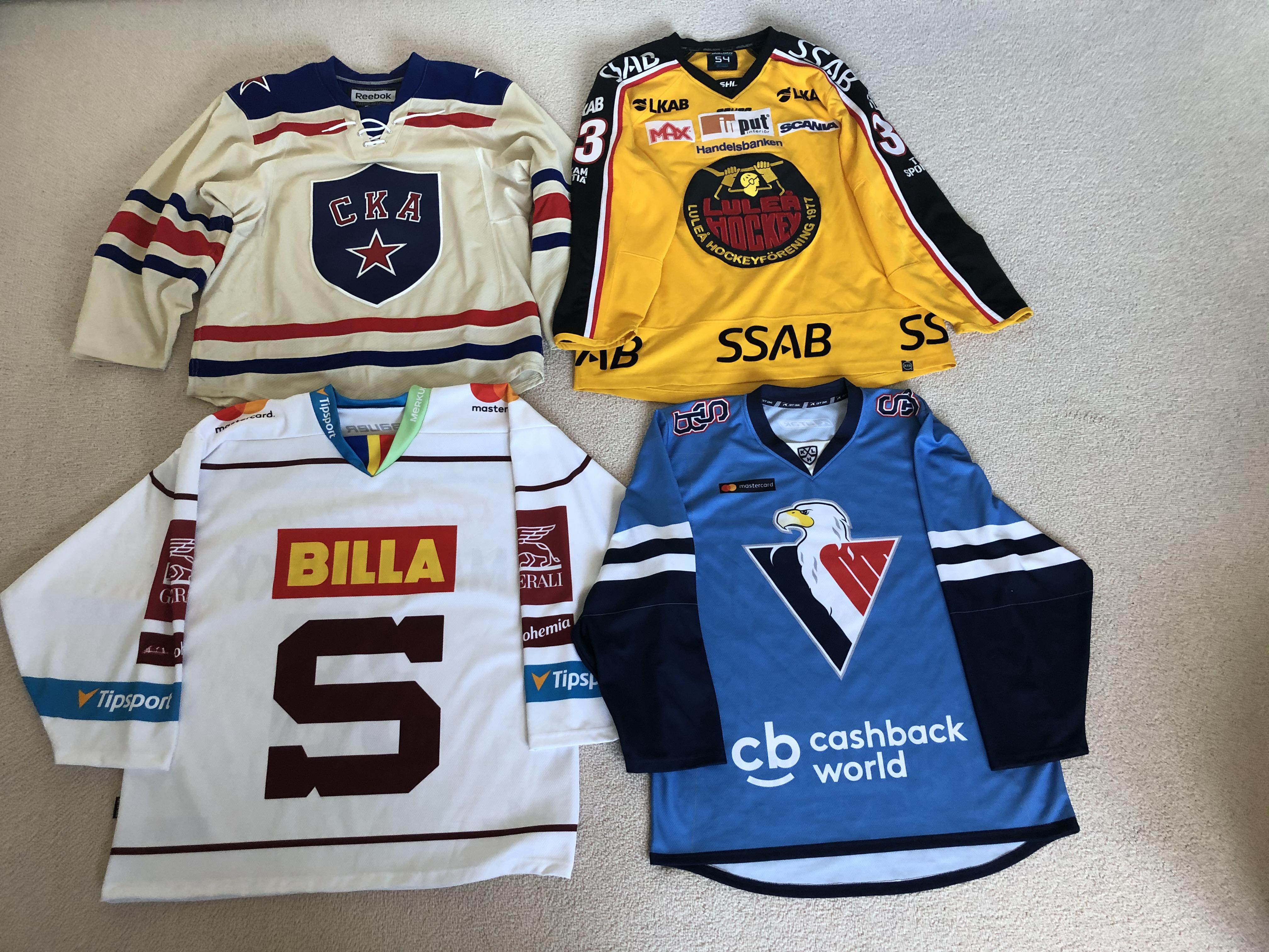 Here’s my collection of European hockey jerseys, featuring 🇷🇺SKA Saint