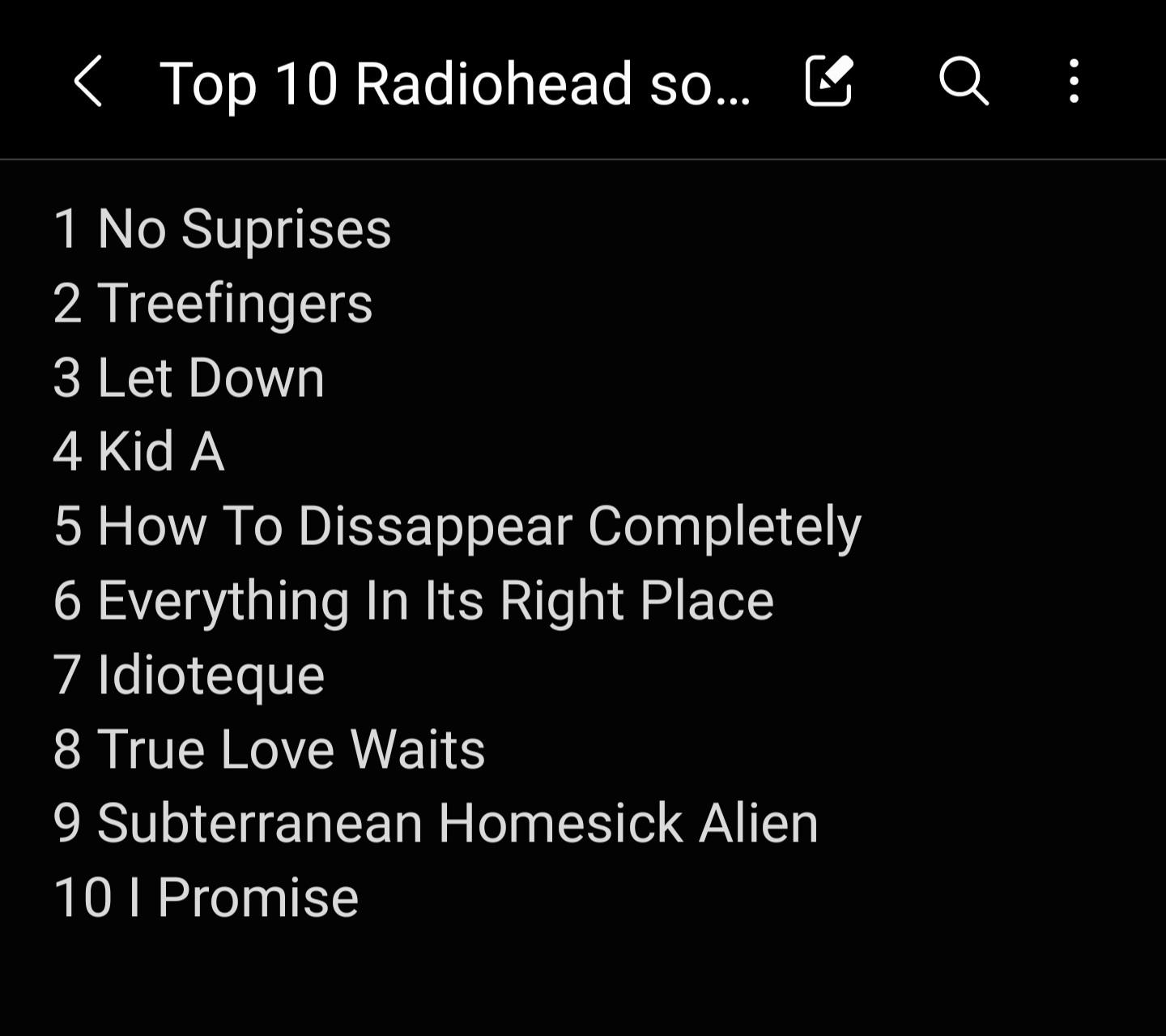 These are my ten favourite Radiohead songs. Out of ten, how odd and