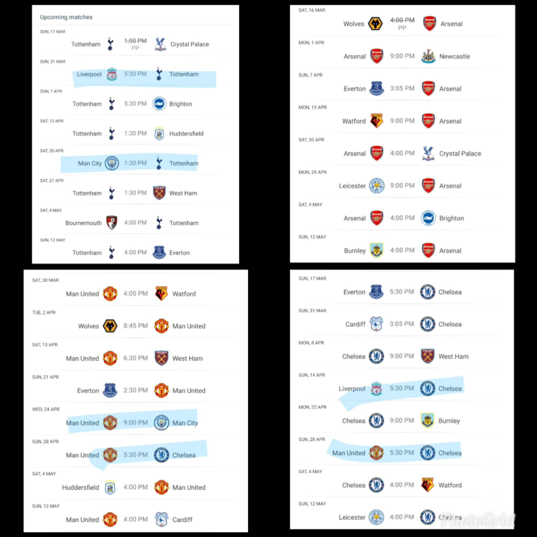 Remaining fixtures for 3 6. Top 4 race. Arsenal do have the best
