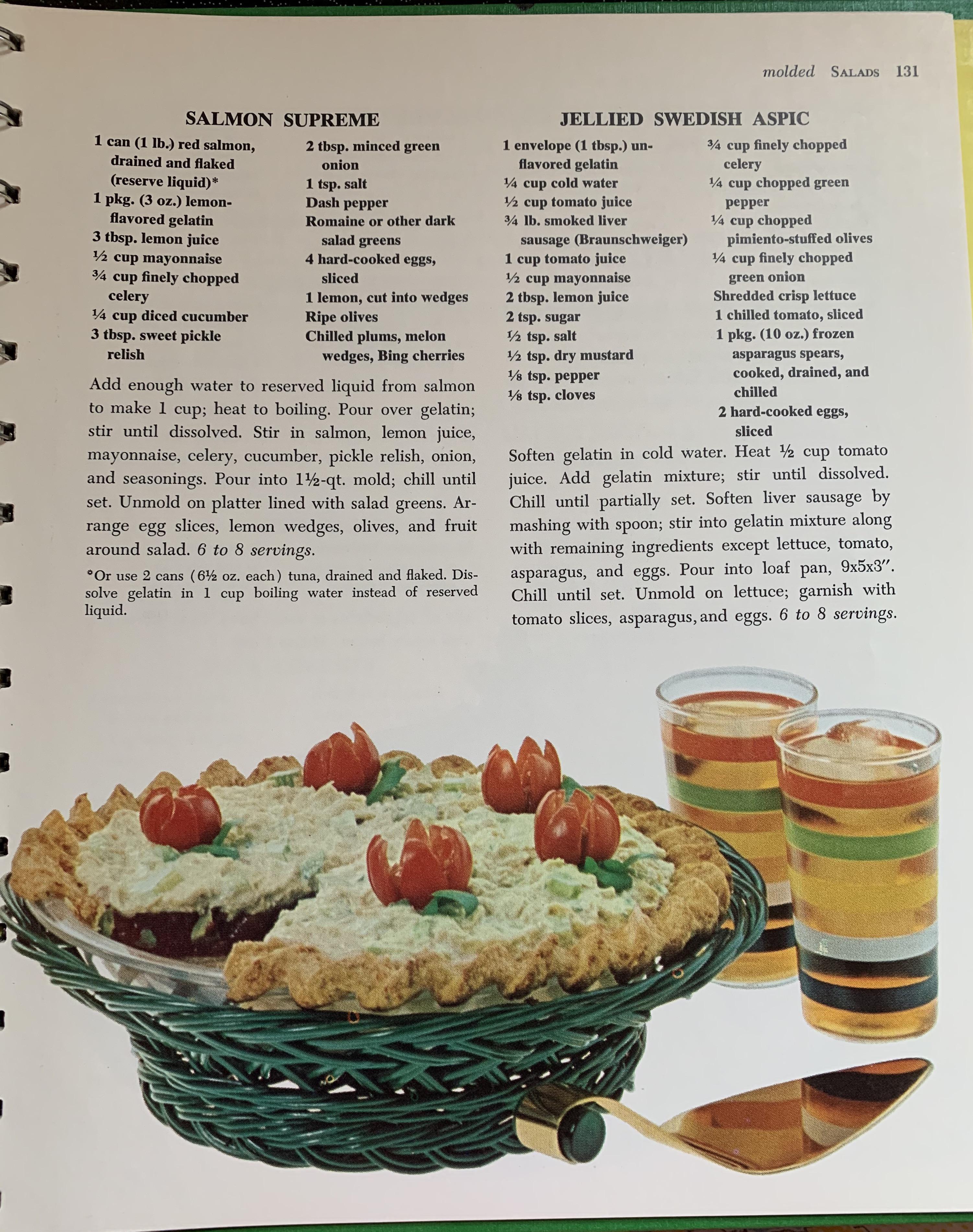 From Betty Crocker Dinner in a Dish, the Jello/Aspic, Tuna, Seafood