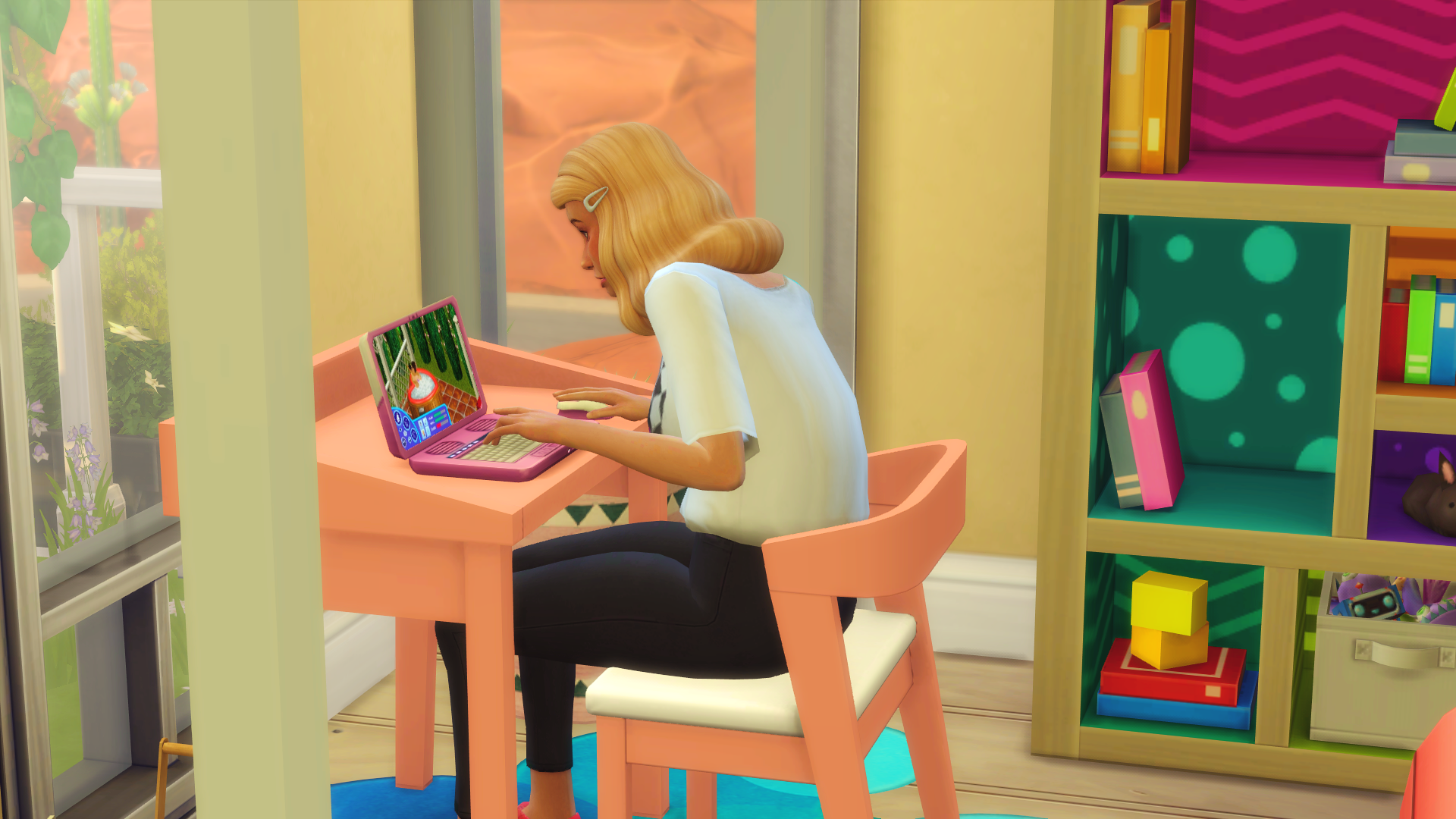 My sim playing sims having woohoo while sitting hunched over a laptop