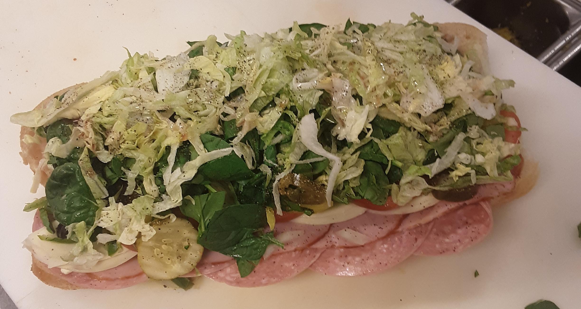 Double Italian (double meat, double cheese) on White Bread Tavern ham