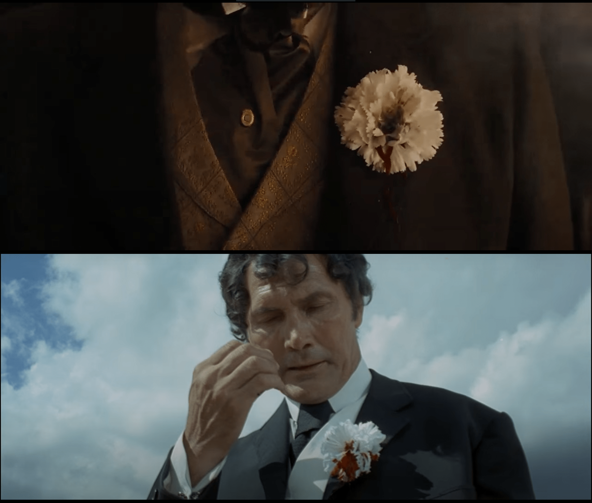 In Django Unchained (2012), a character wearing a white carnation is