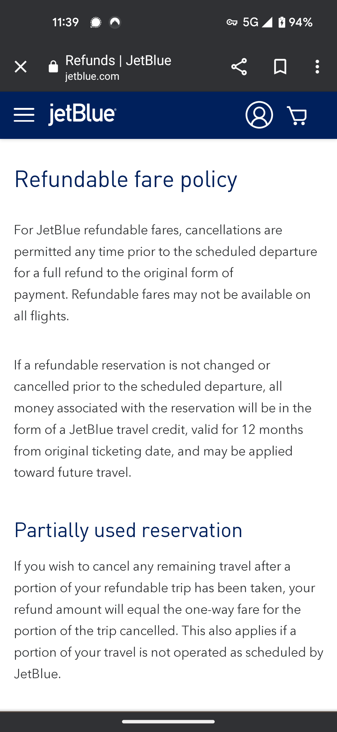 Cancelled jet blue flight with travel protection days before flight
