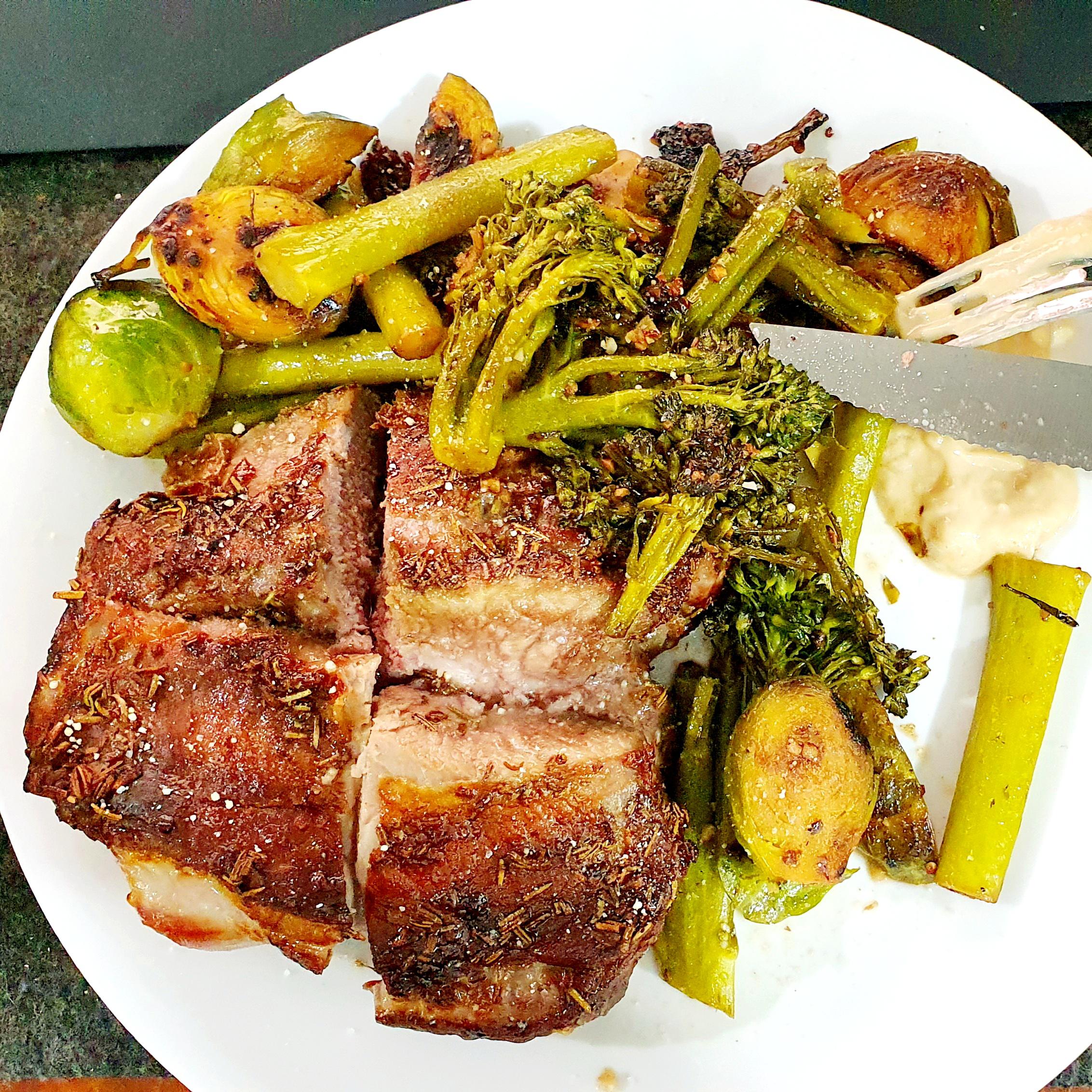 Air fryed roast lamb with garlic butter greens! r/Keto_Food