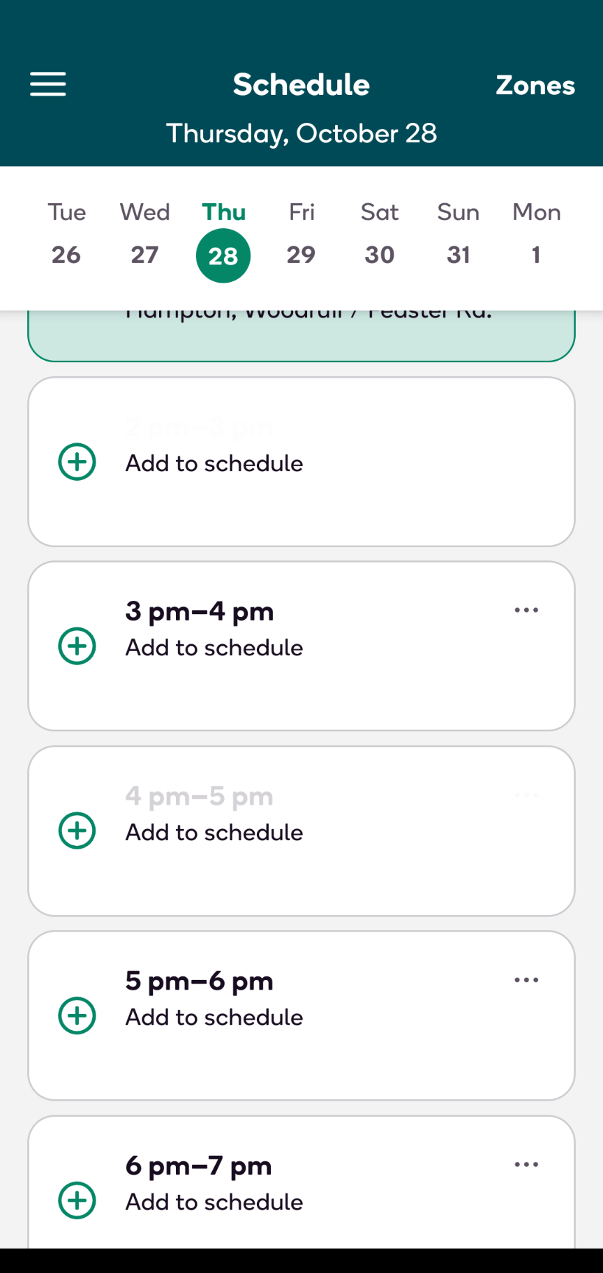 What does the blank time slot and the grey time slot mean? r