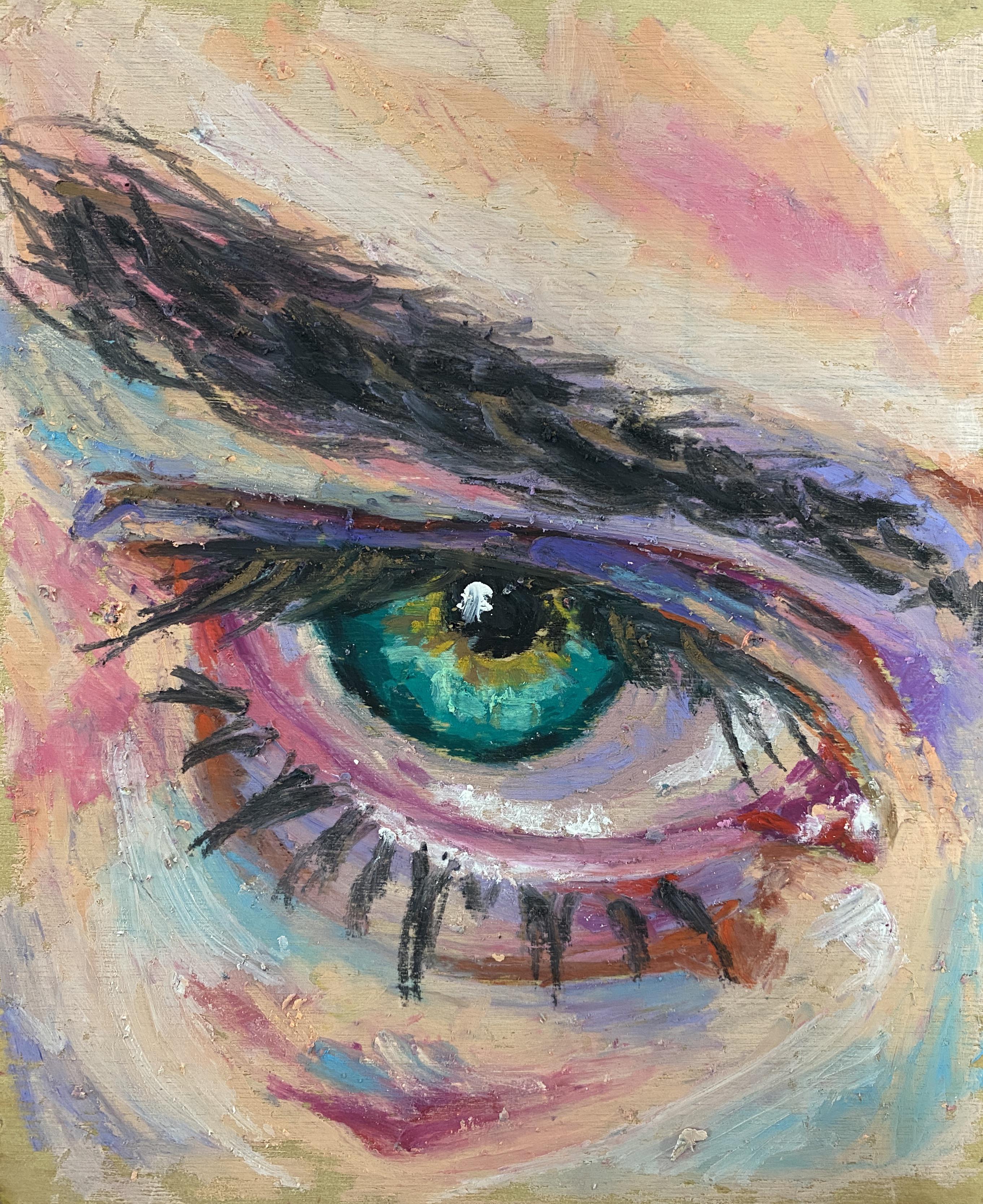 “Watch” oil pastels on wood panel Oilpastel