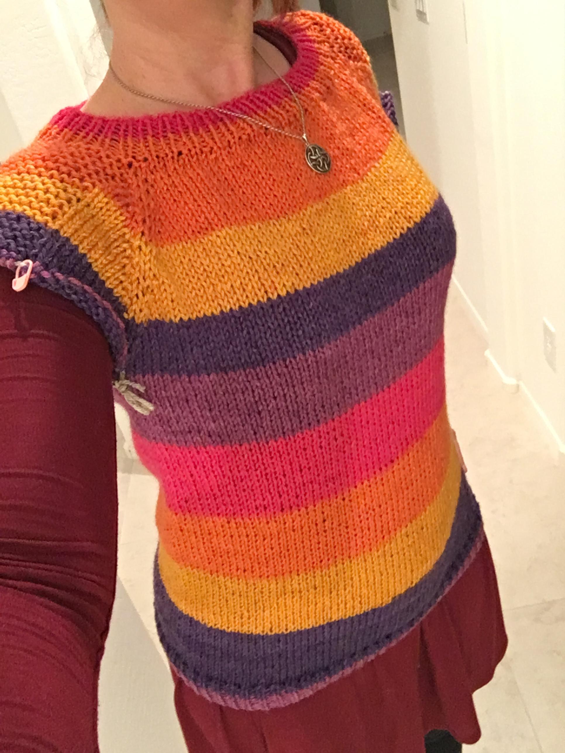 WIP Flax Sweater by Tin Can Knits worsted weight Caron Cakes yarn