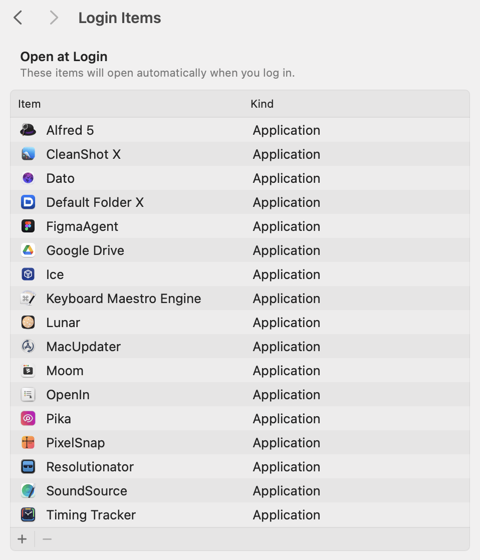 how many login items do you have? how many is too many? r/macapps